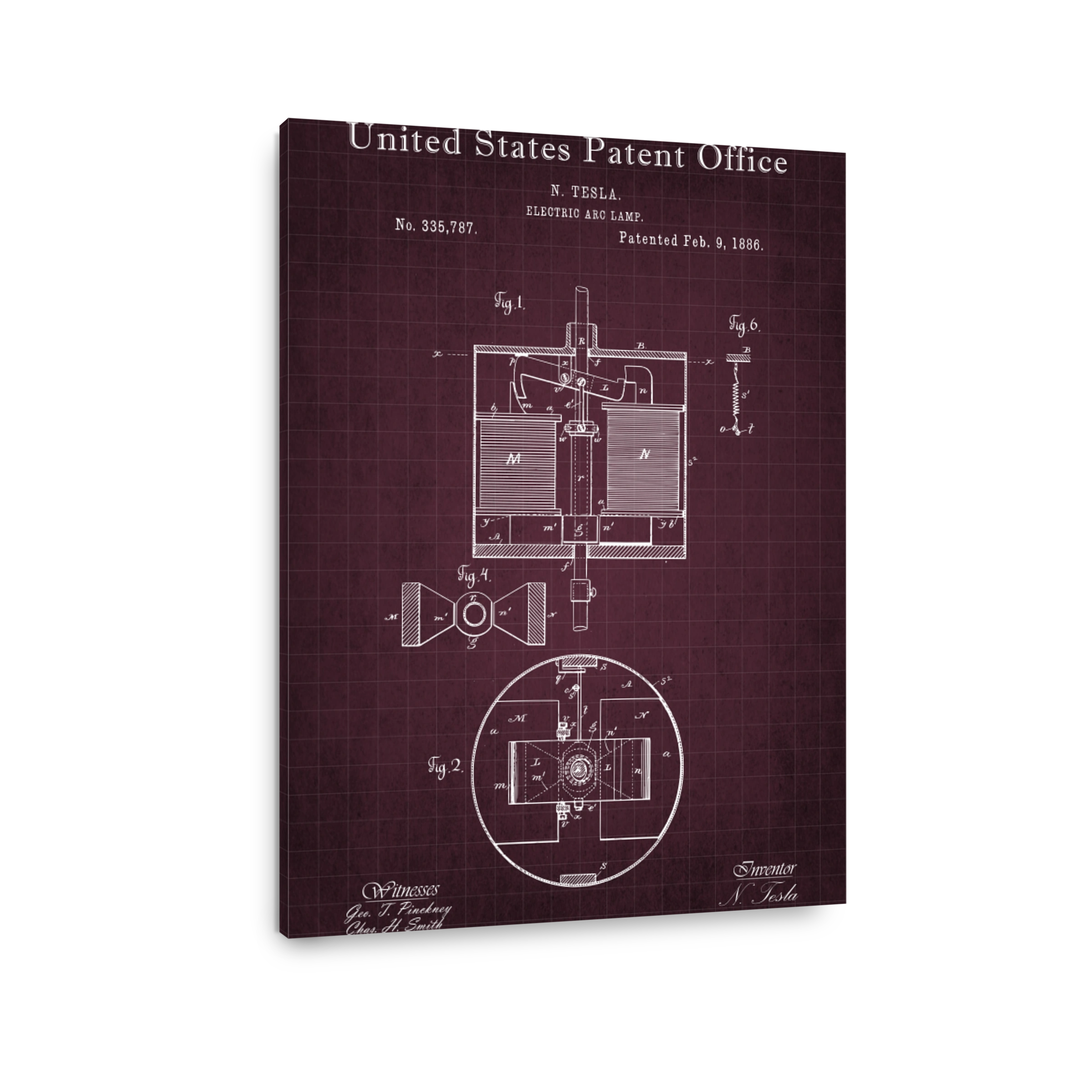 Tesla Electric Arc Lamp Patent Blueprint