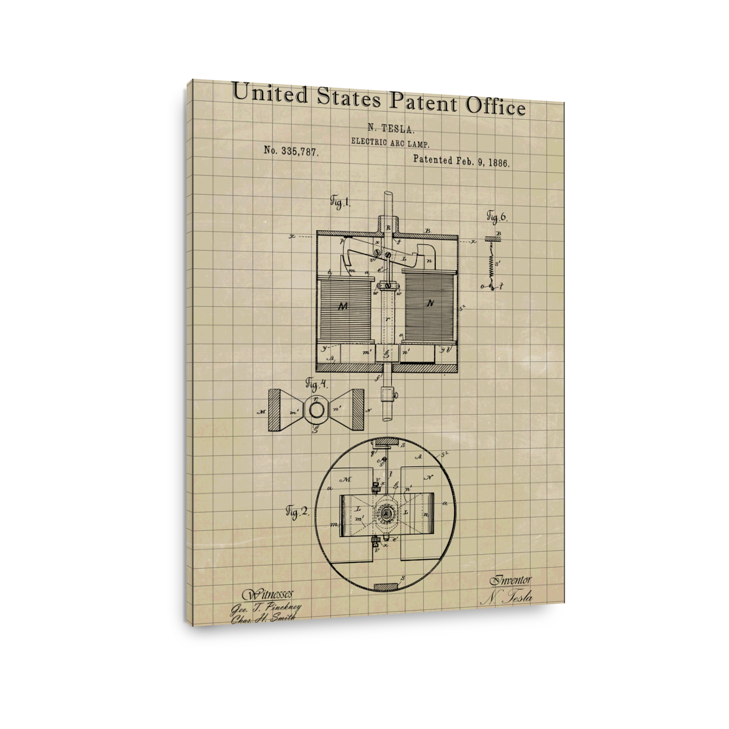 Tesla Electric Arc Lamp Patent Drawing