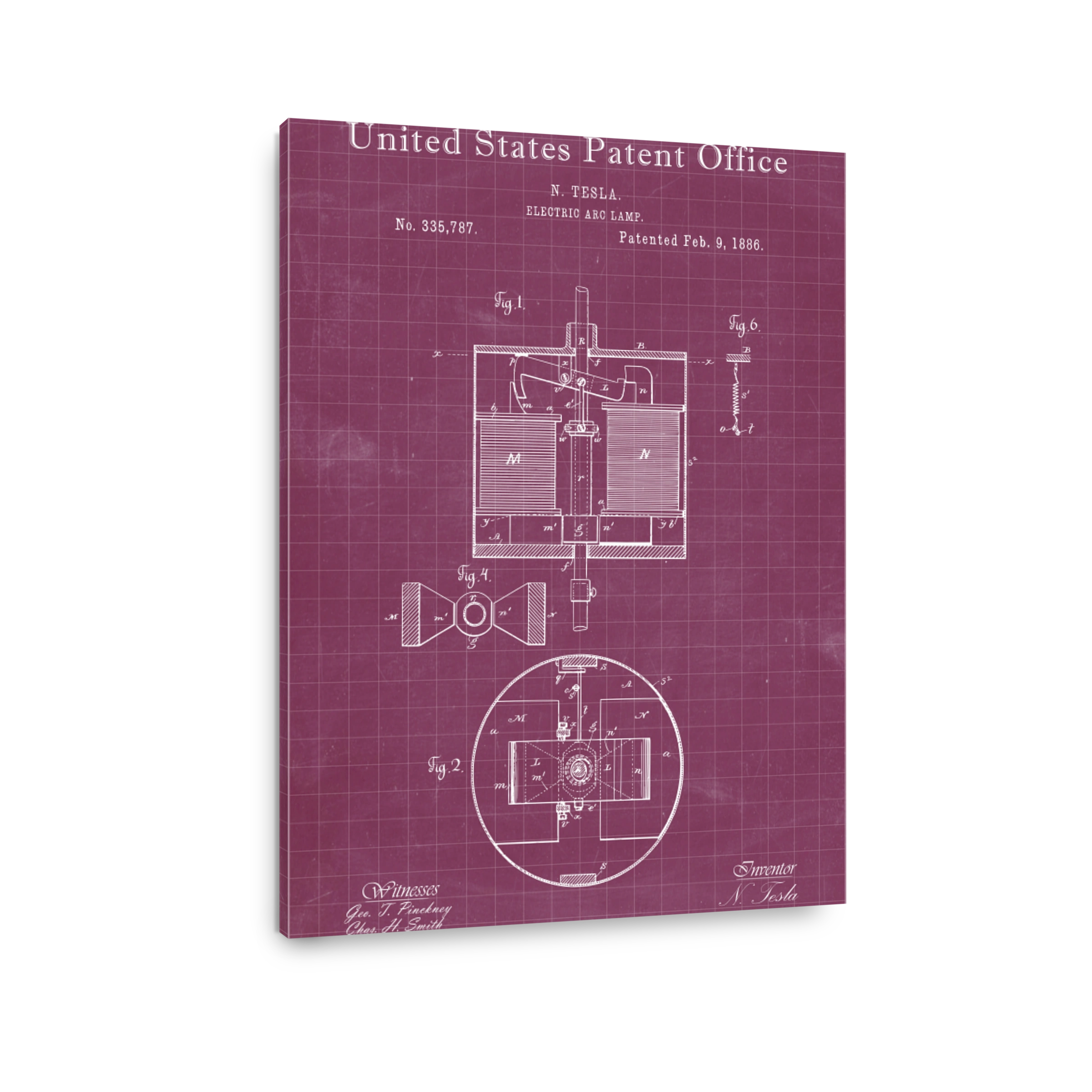 Tesla Electric Arc Lamp Patent Drawing