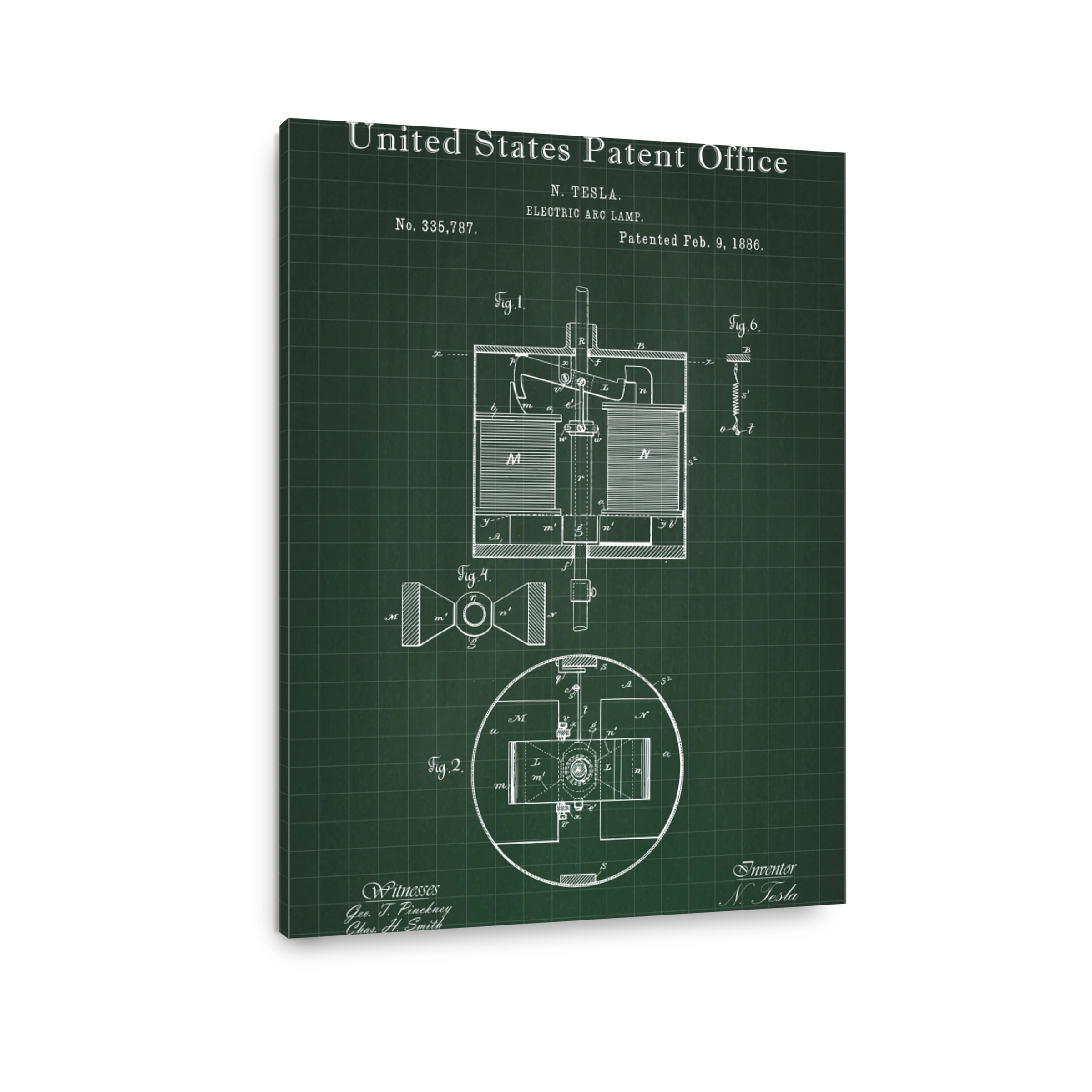 Tesla Electric Arc Lamp Patent Blueprint