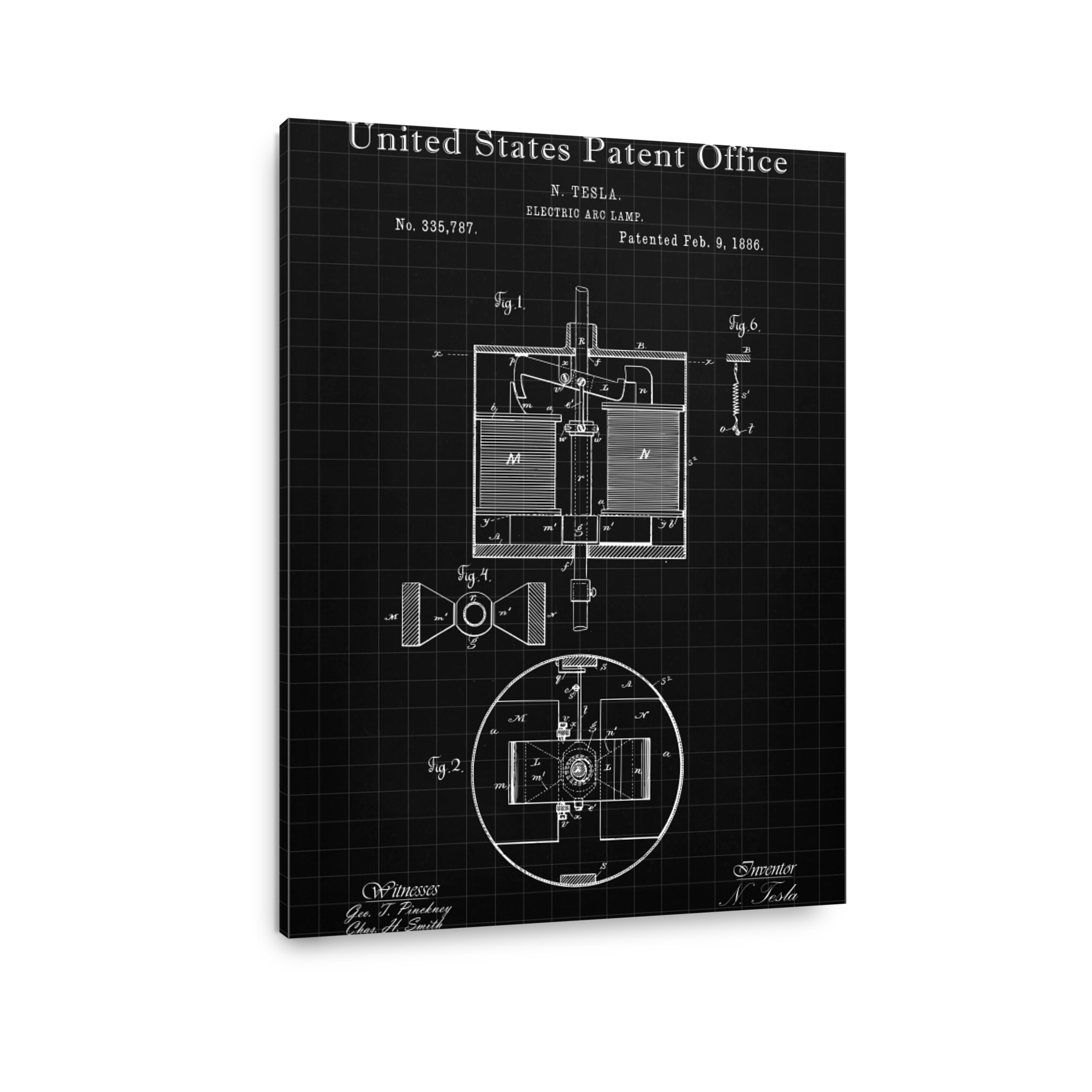 Tesla Electric Arc Lamp Patent Blueprint