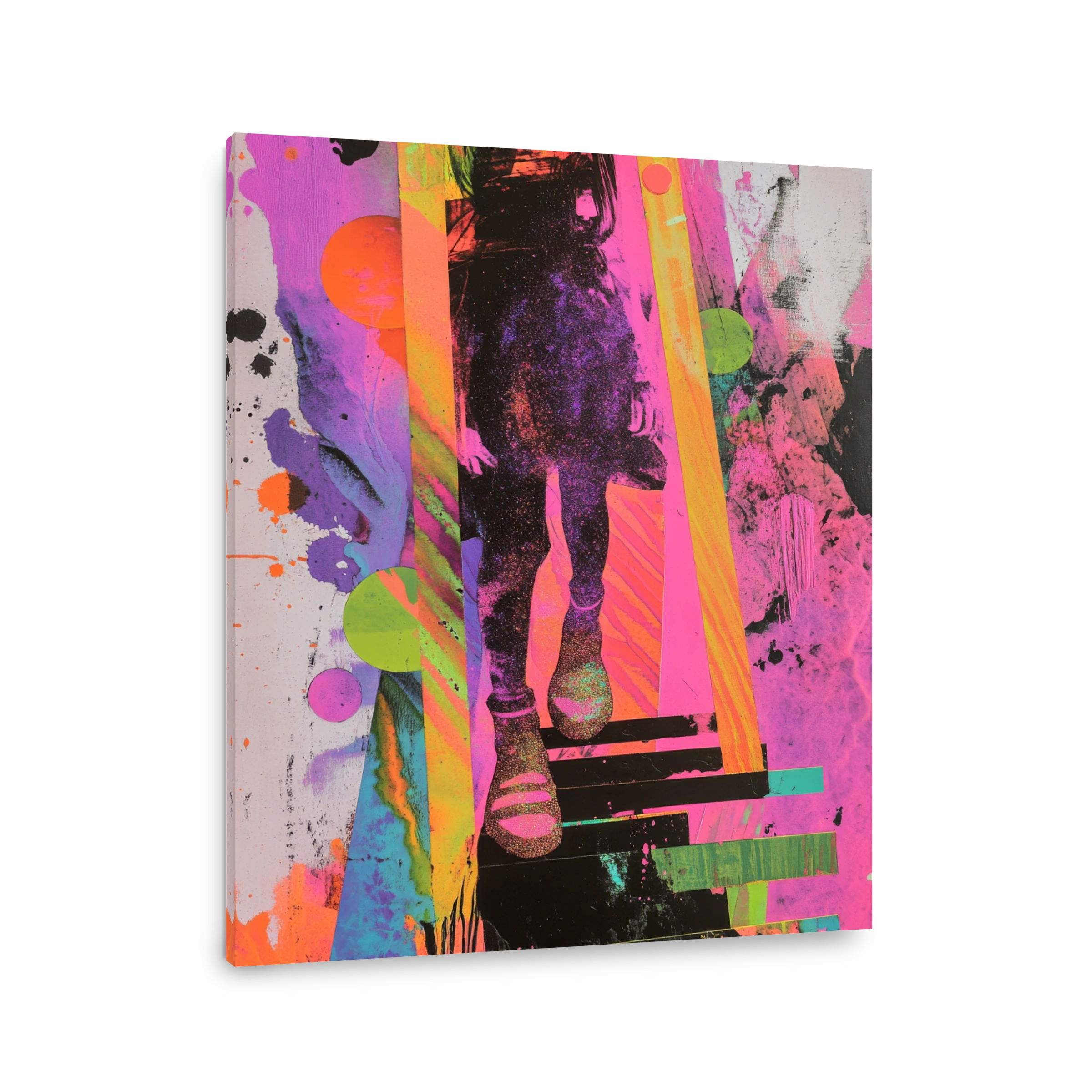 Vibrant Figure in Neon Collage