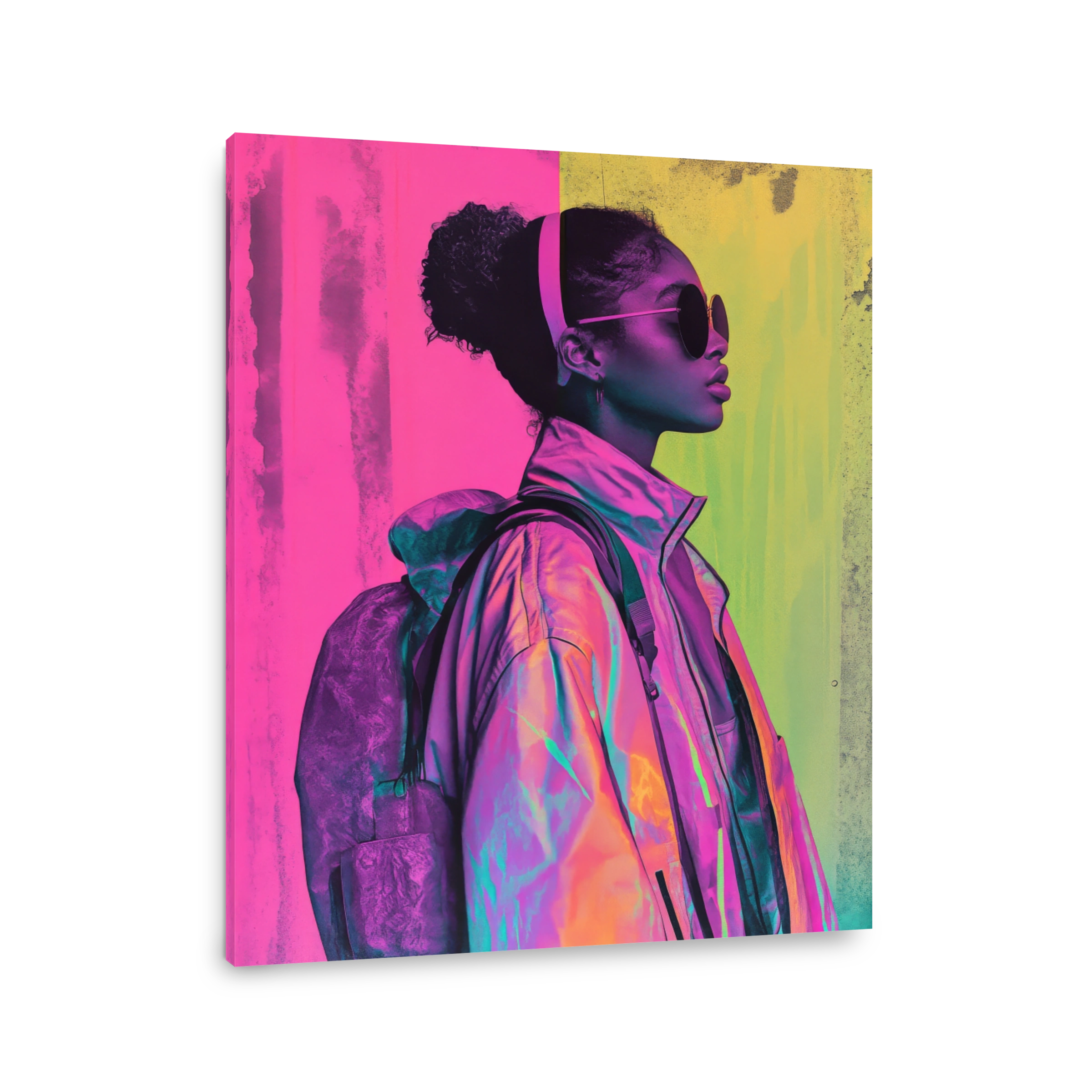 Retro Neon Woman Portrait