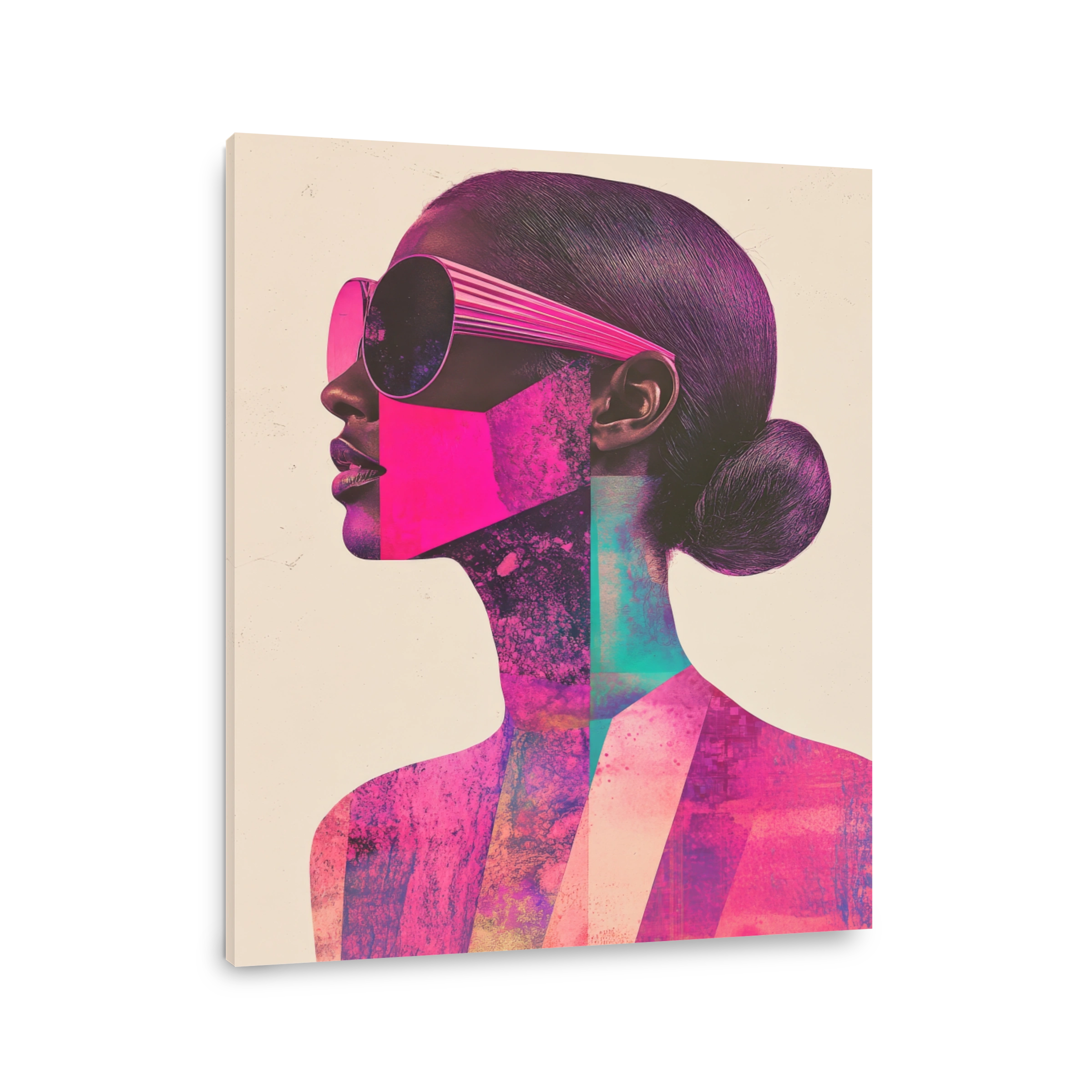 Vibrant Woman in Retro Neon Style