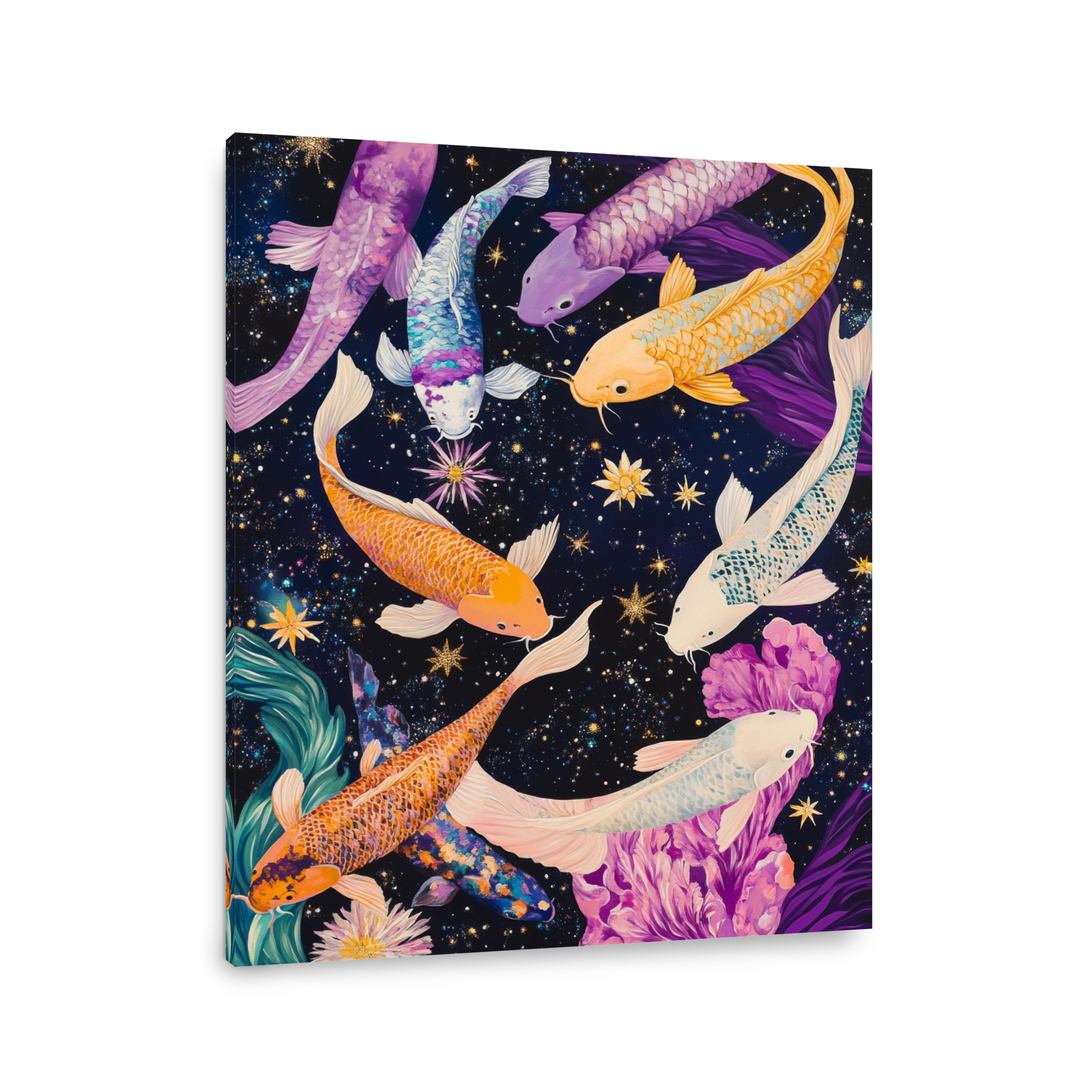 Cosmic Koi Fish Swimming Through Stars