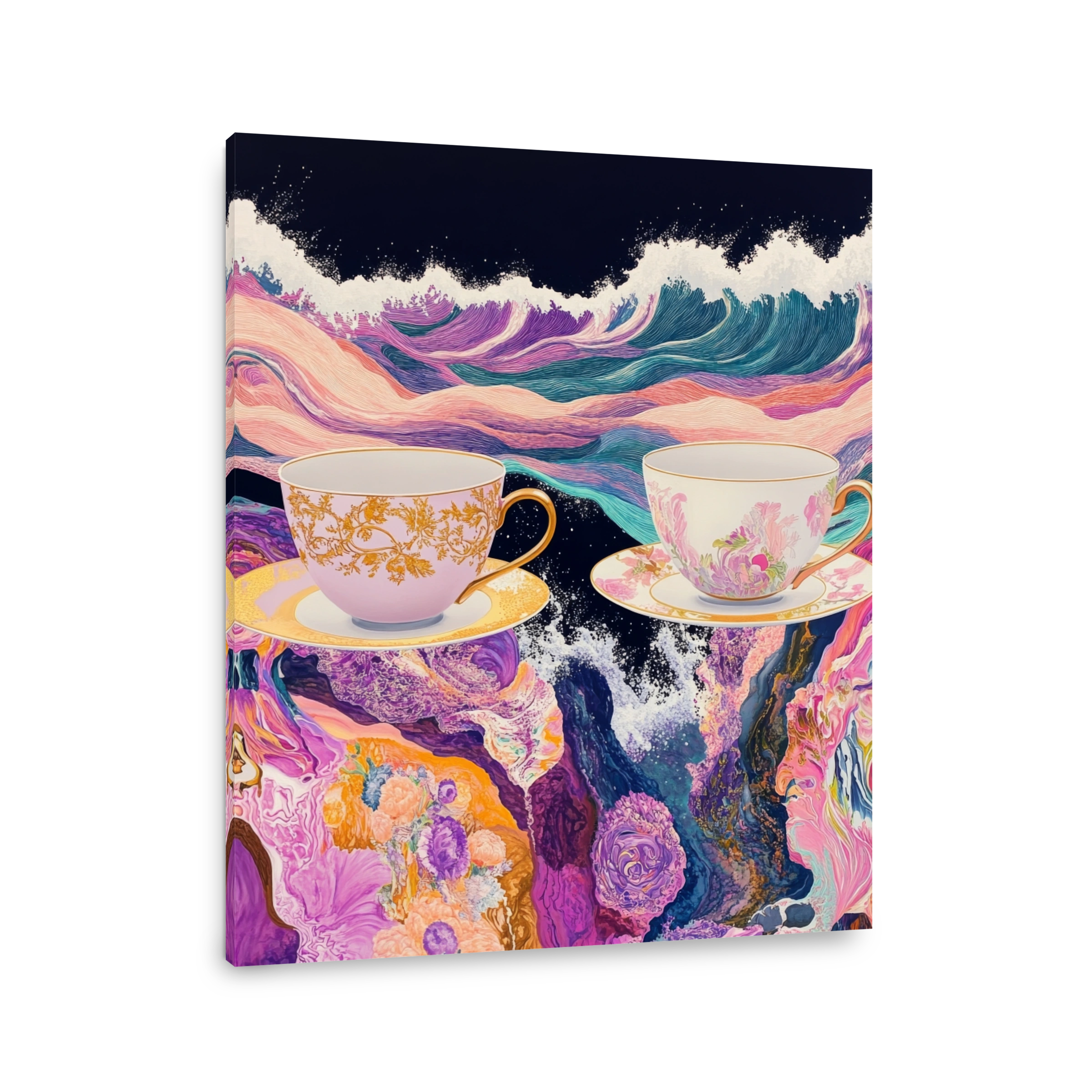 Surreal Teacups Amidst Cosmic Waves