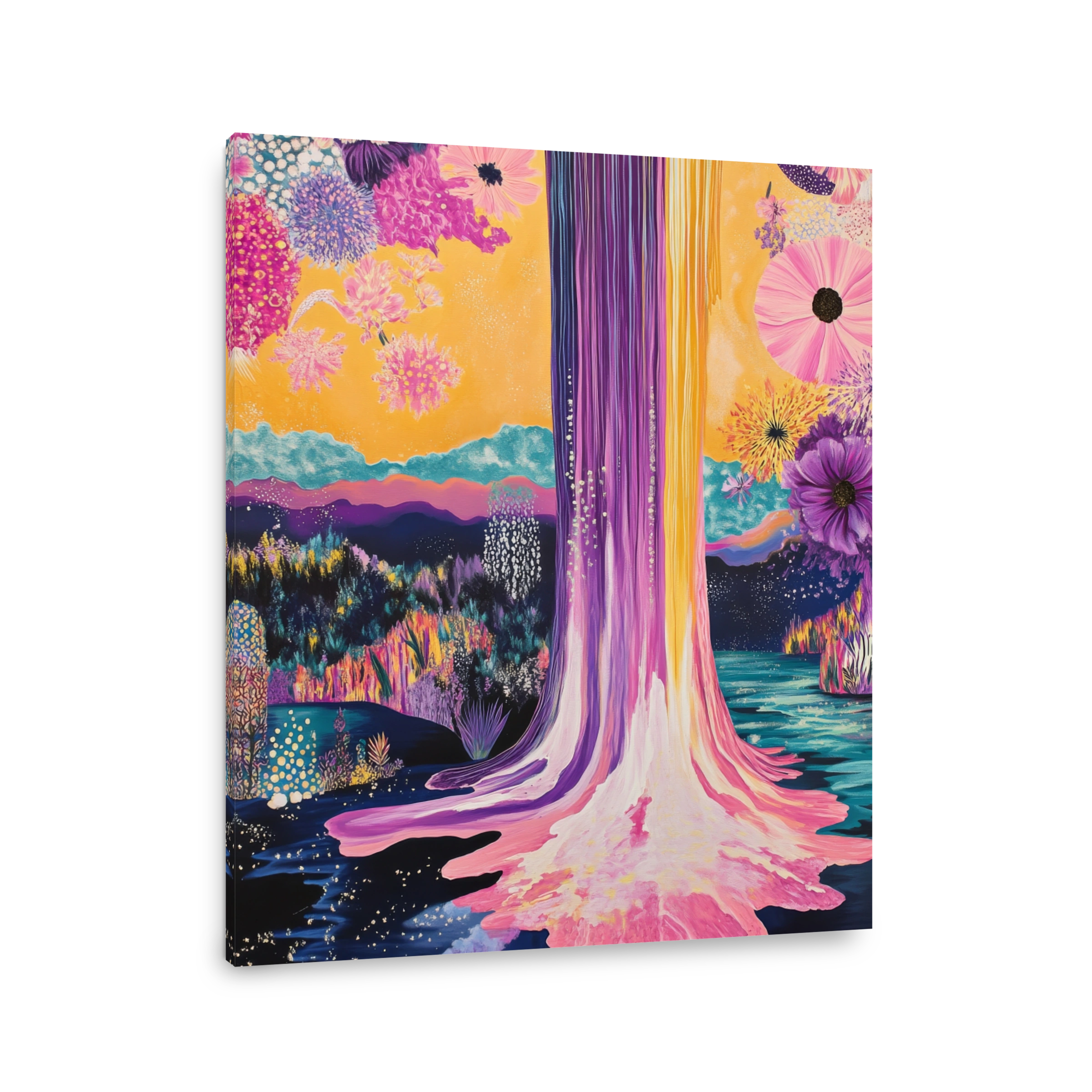 Vibrant Abstract Floral Landscape Painting