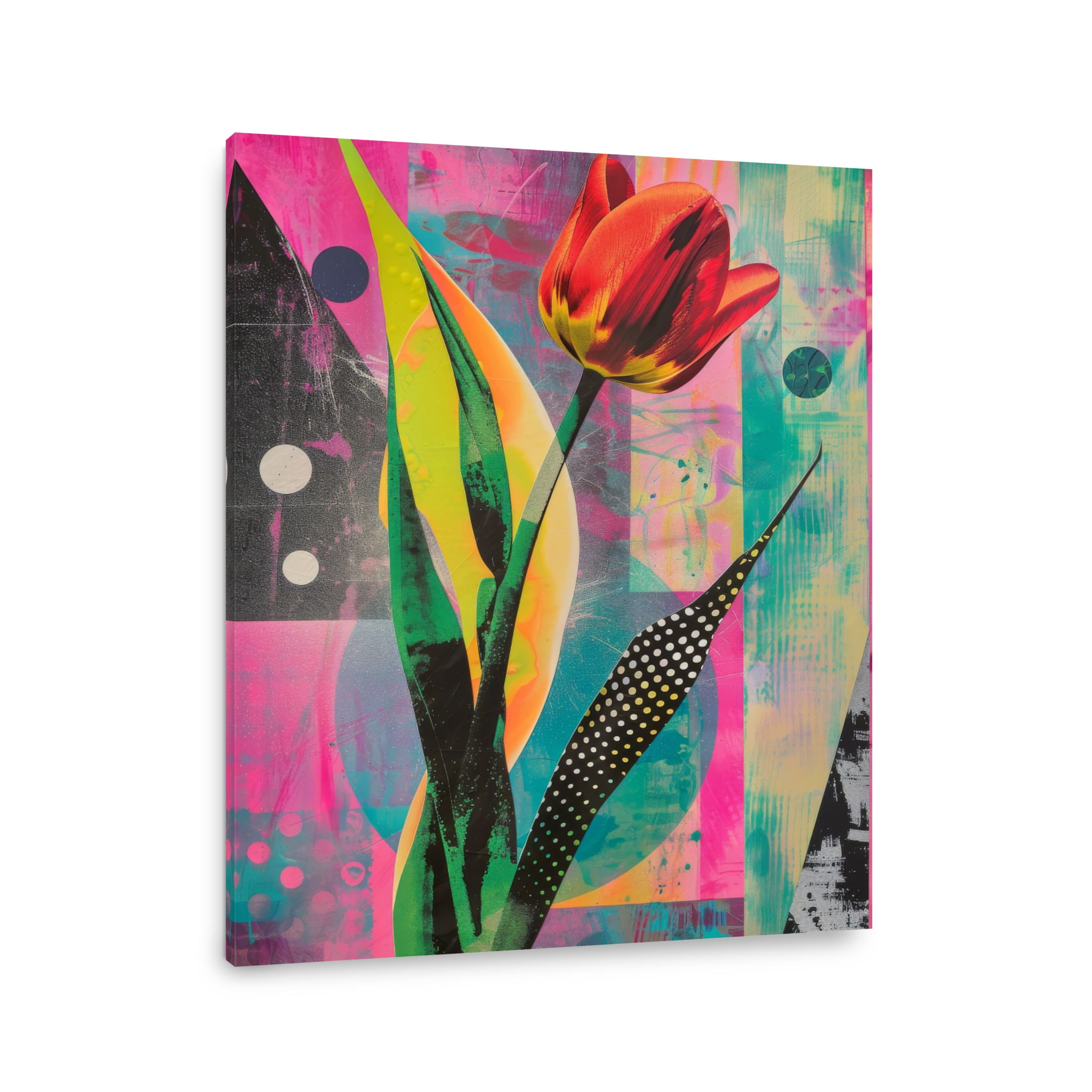 Vibrant Tulip Mixed Media Artwork