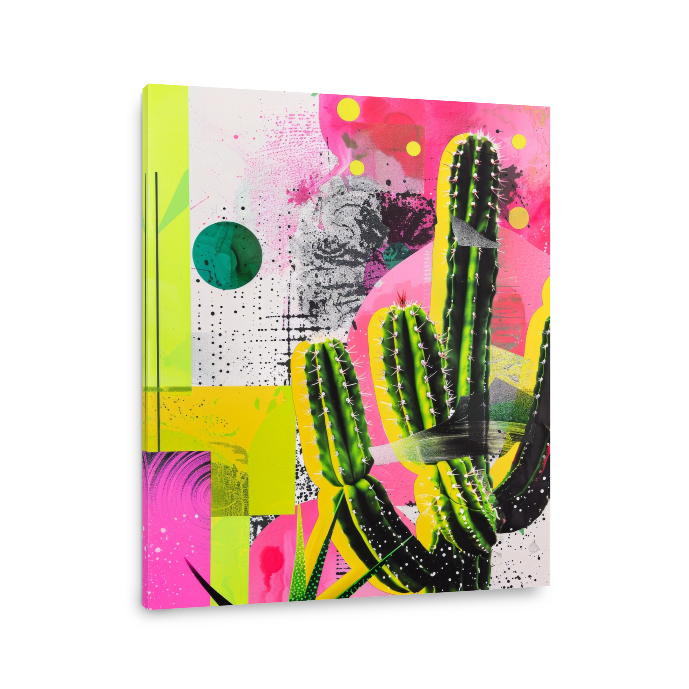 Vibrant Cactus Mixed Media Artwork