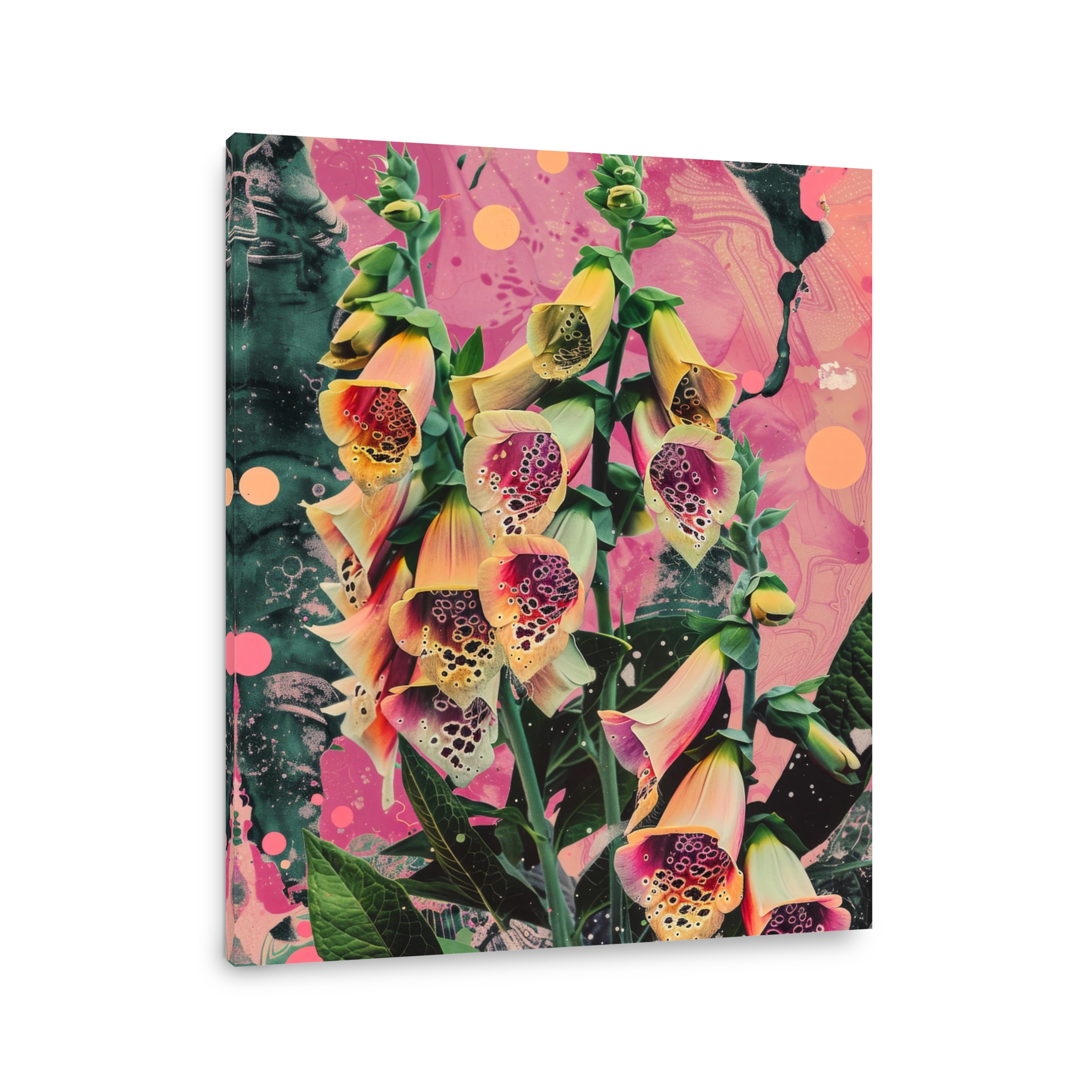 Vibrant Foxgloves in Retro Neon Style