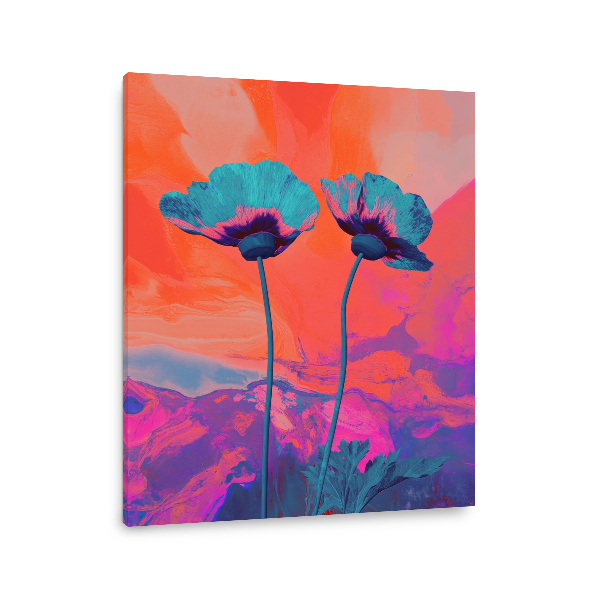 Vibrant Blue Poppies Digital Art