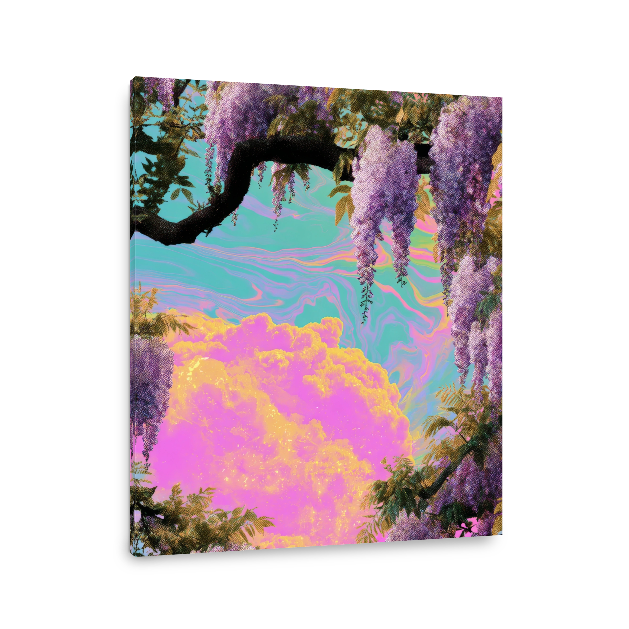 Dreamy Wisteria Flowers in Neon Hues