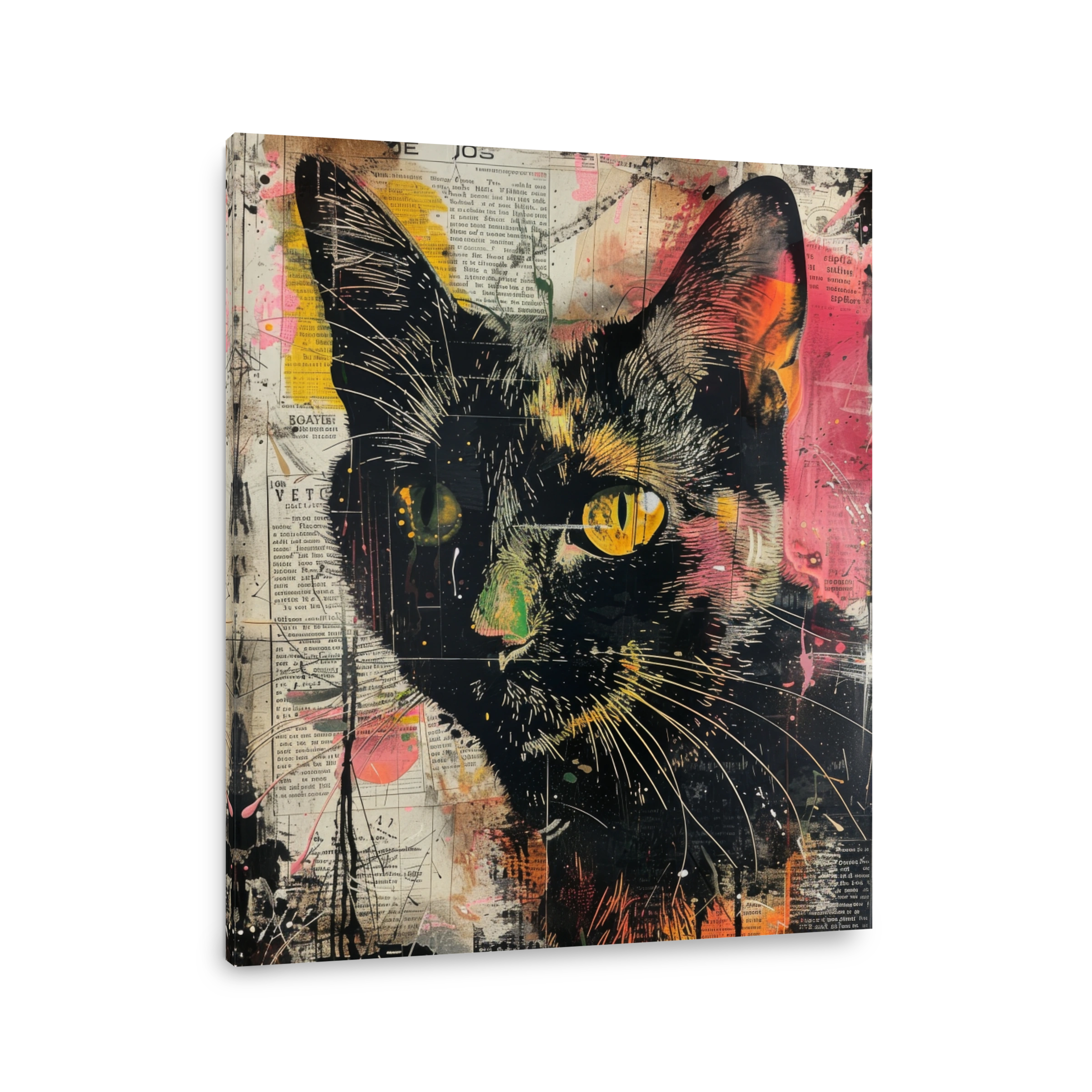 Intense Cat Mixed Media Artwork