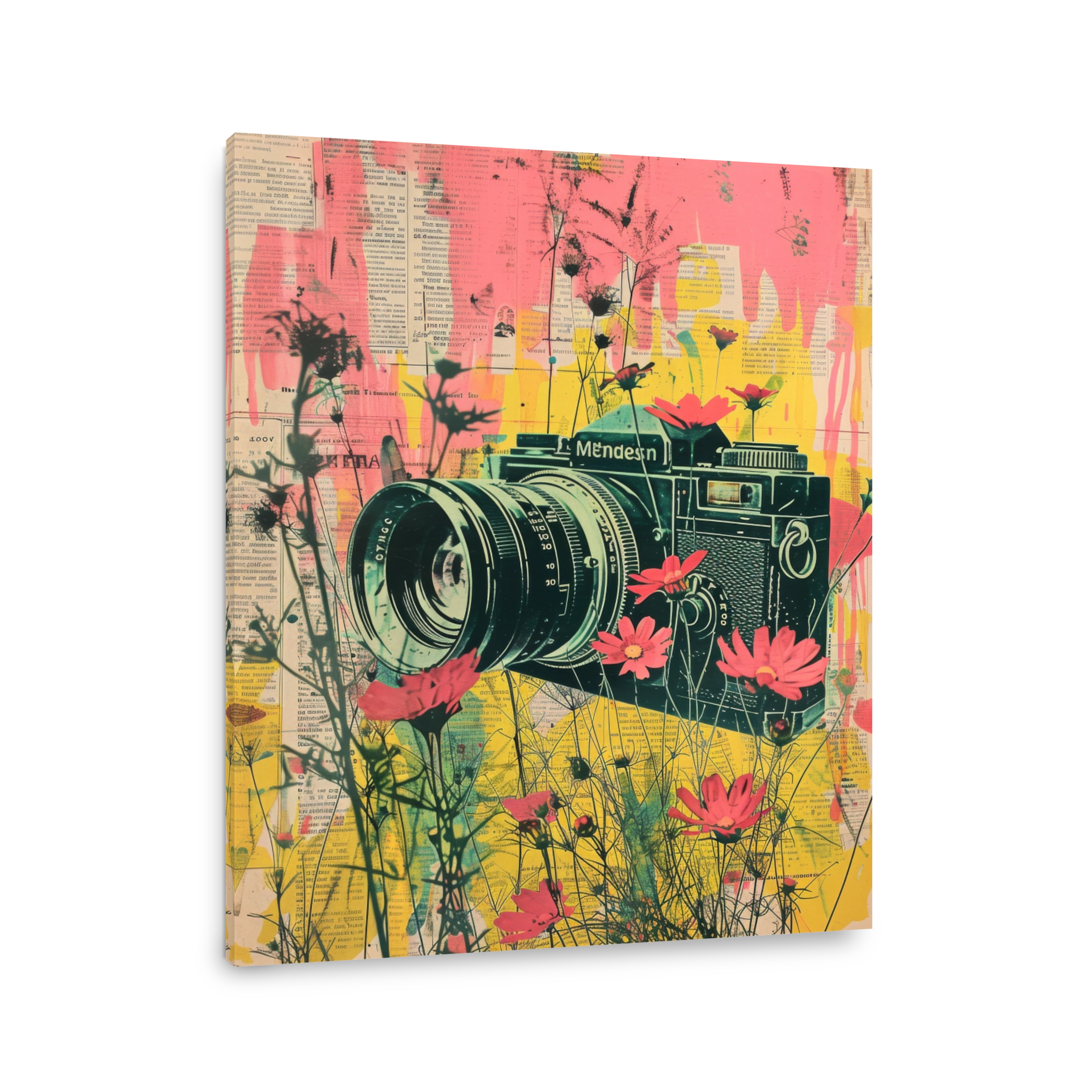 Vintage Camera Amidst Flowers Collage