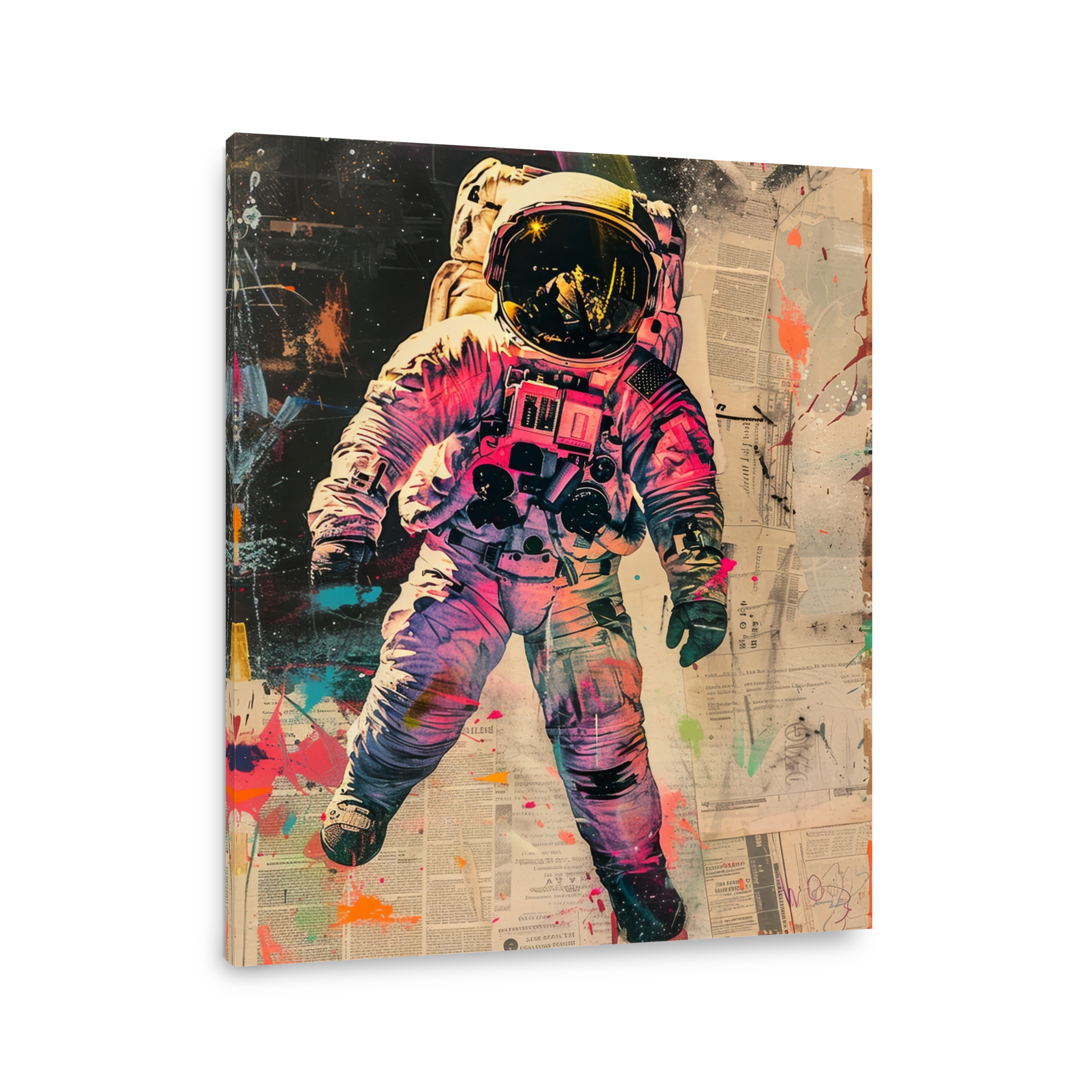 Vibrant Astronaut Mixed Media Art