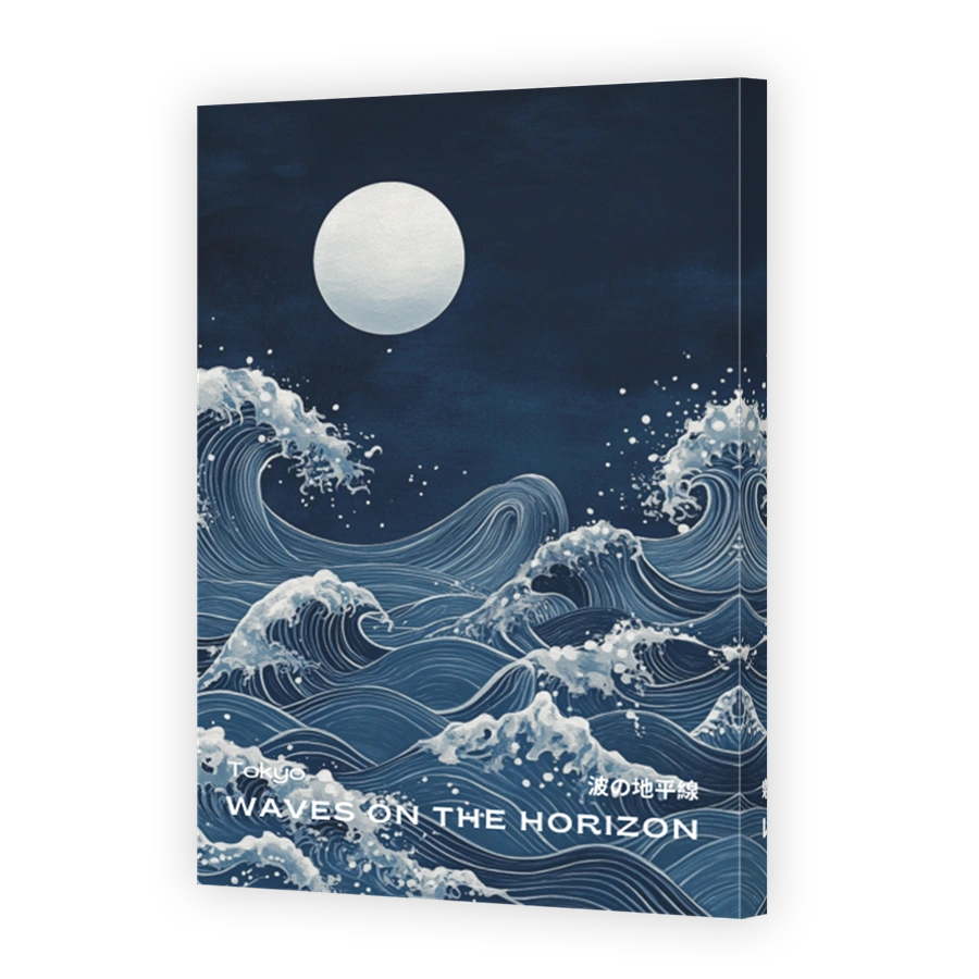 Dramatic Waves Under the Moon