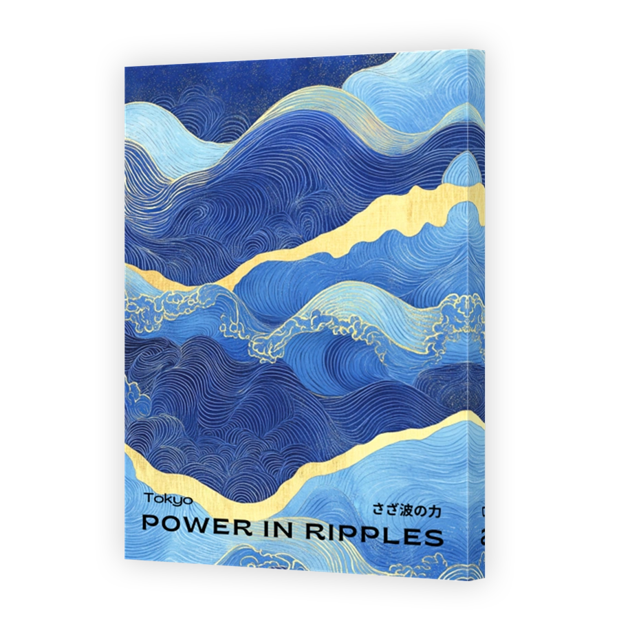 Dynamic Blue and Gold Waves