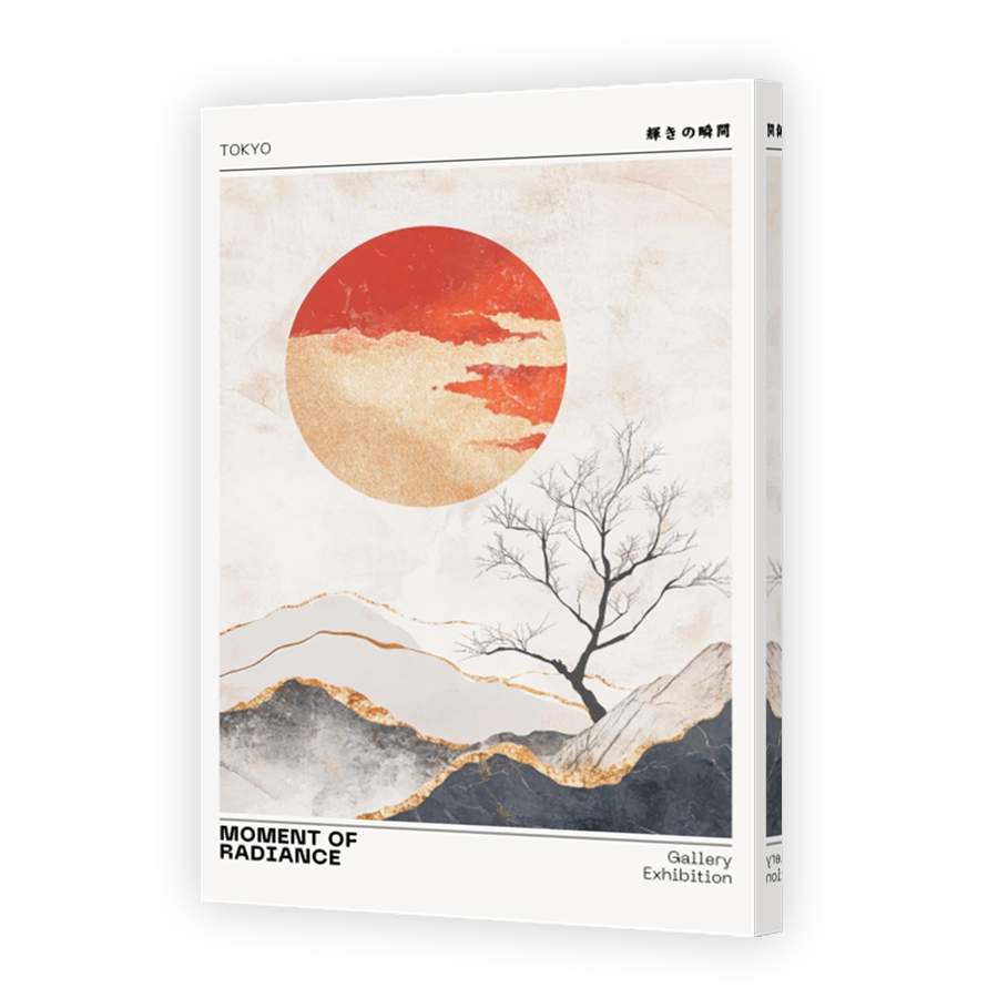 Serene Japanese Landscape with Radiant Sun