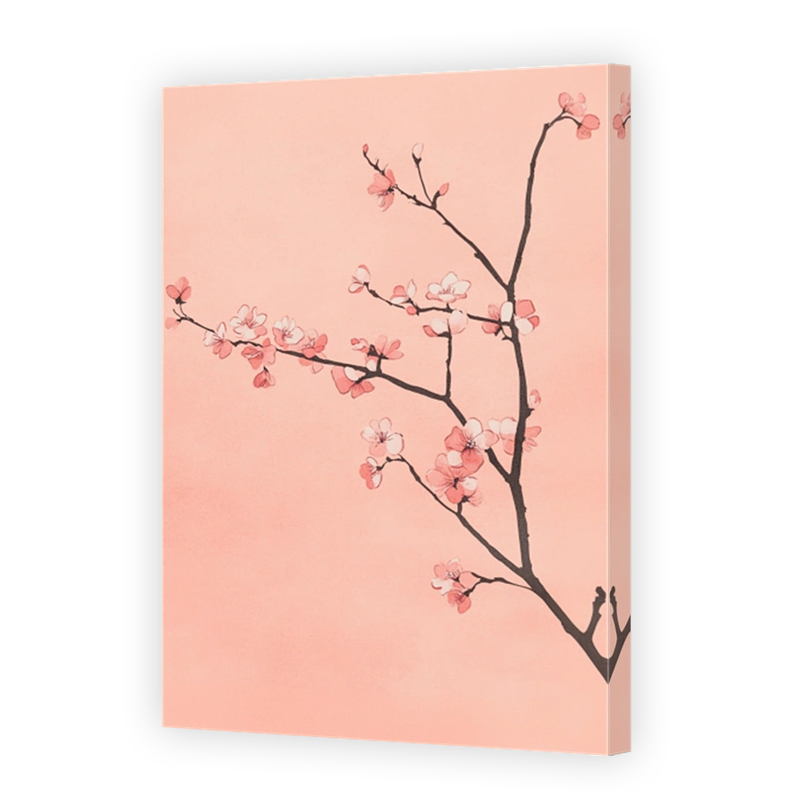 Delicate Cherry Blossoms on Peach Background
