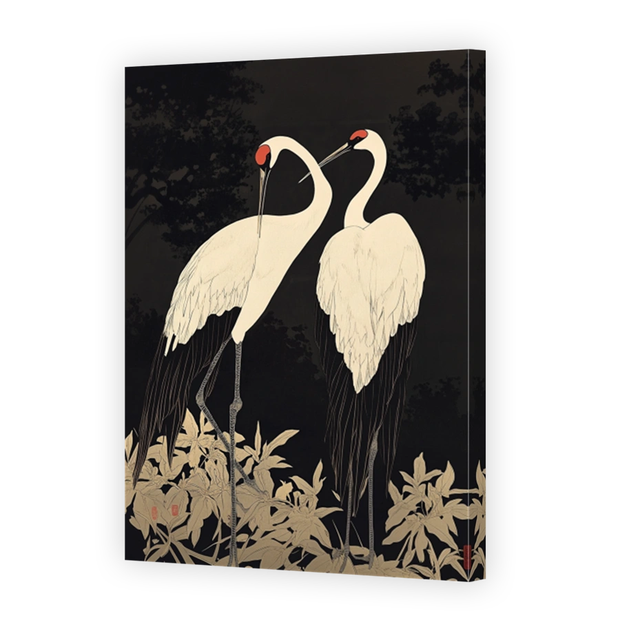 Elegant Cranes in a Serene Japanese Garden