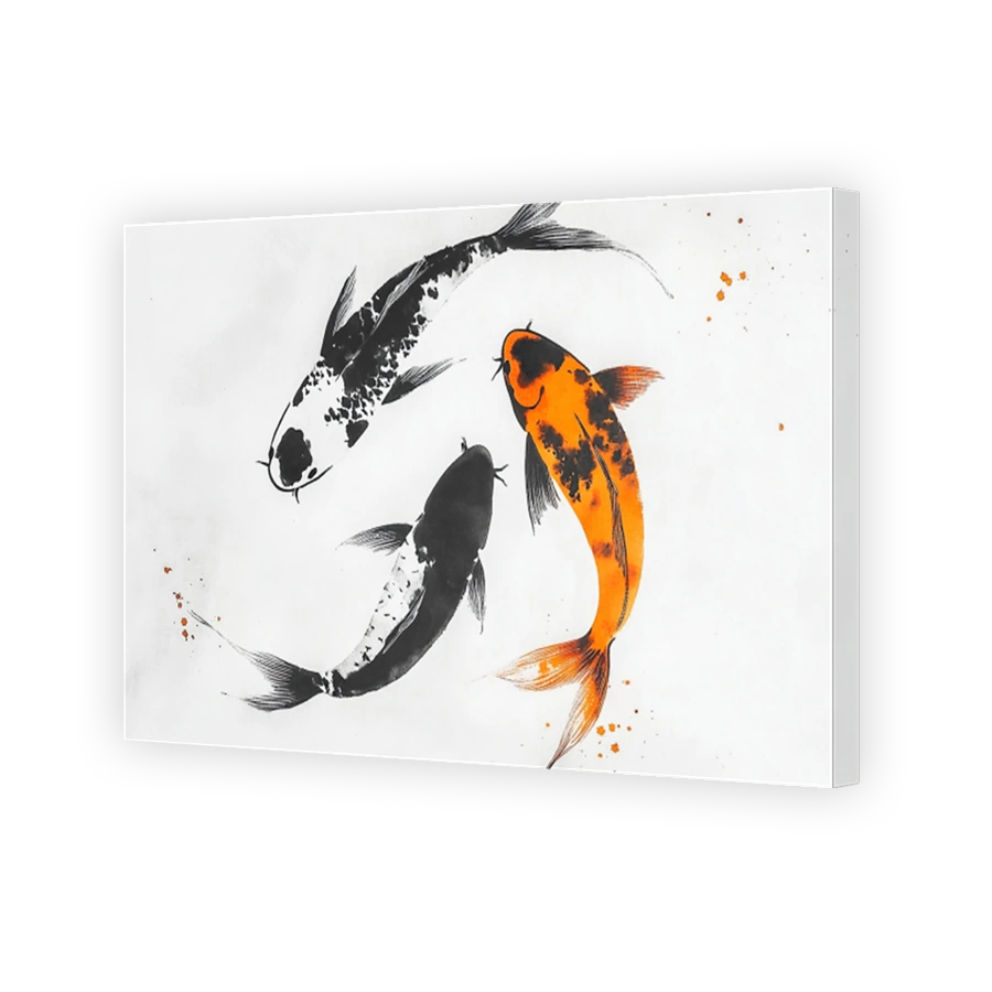 Three Koi Fish Swim Gracefully
