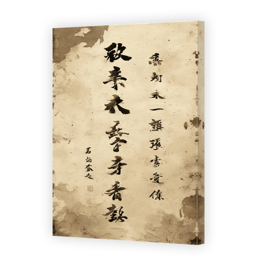 Japanese Calligraphy on Aged Paper