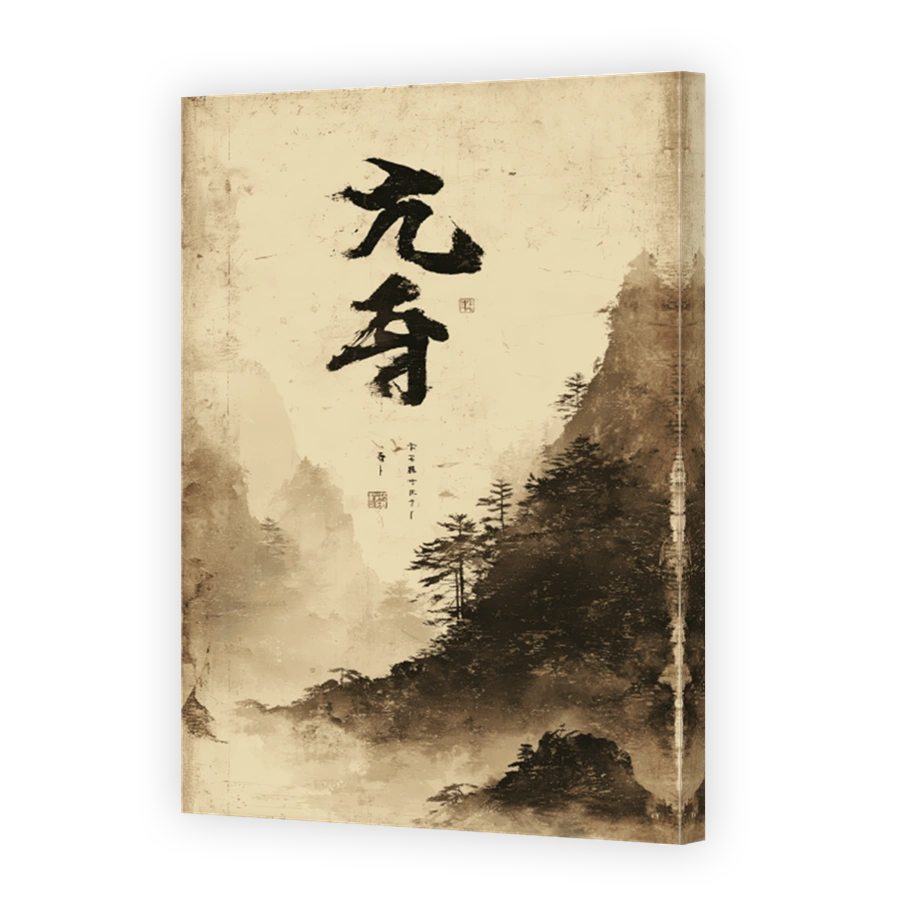 Serene Japanese Calligraphy Landscape