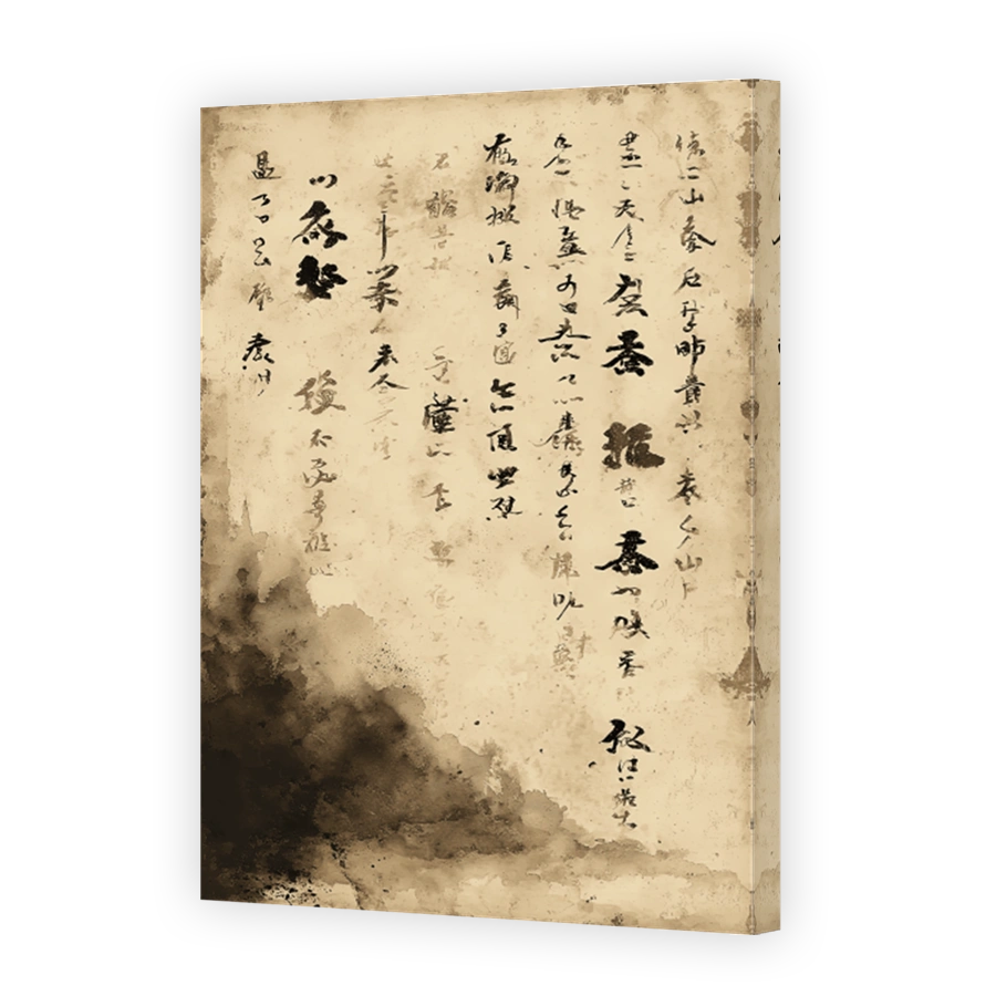 Japanese Calligraphy on Aged Paper