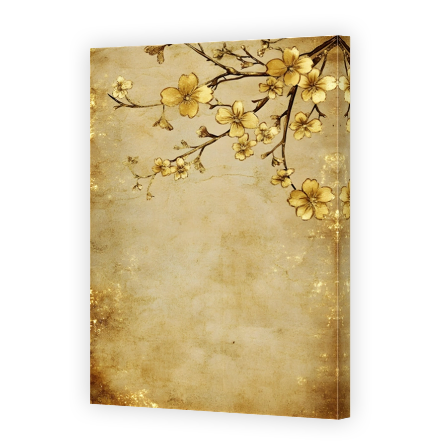 Elegant Gold Cherry Blossoms Art