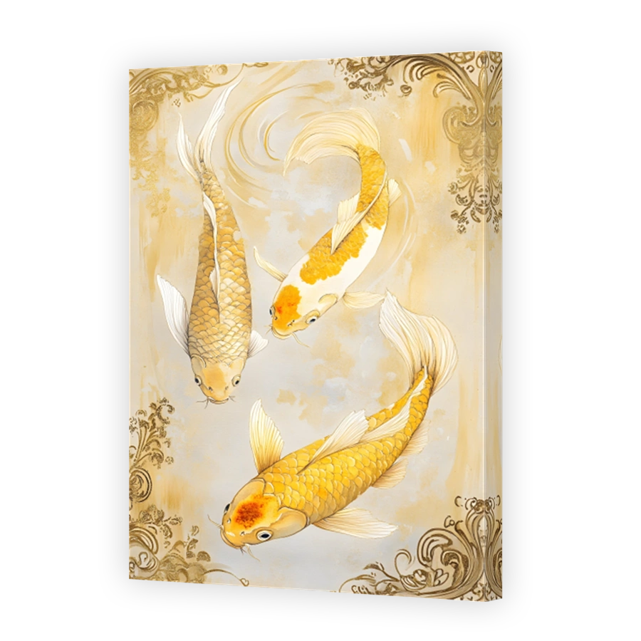 Golden Koi Fish Swimming Serene