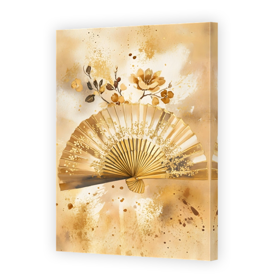 Elegant Gold Japanese Fan Artwork