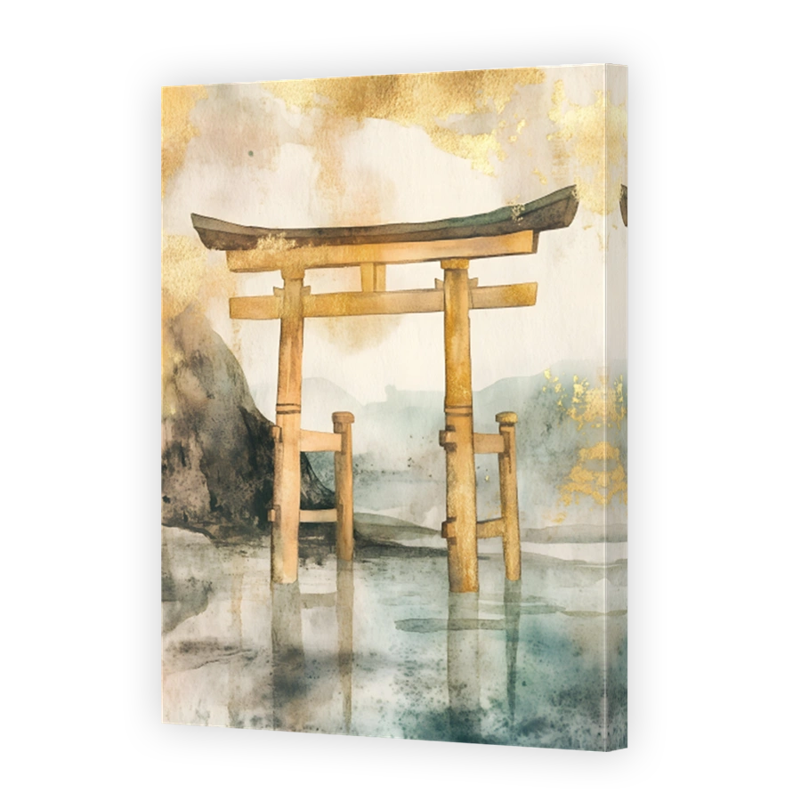 Serene Torii Gate Watercolour