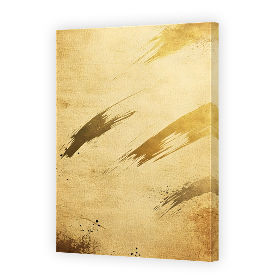 Abstract Gold Brushstrokes on Textured Paper