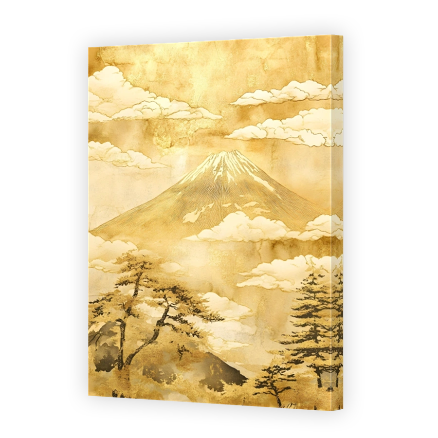 Mount Fuji Gold Ink Painting