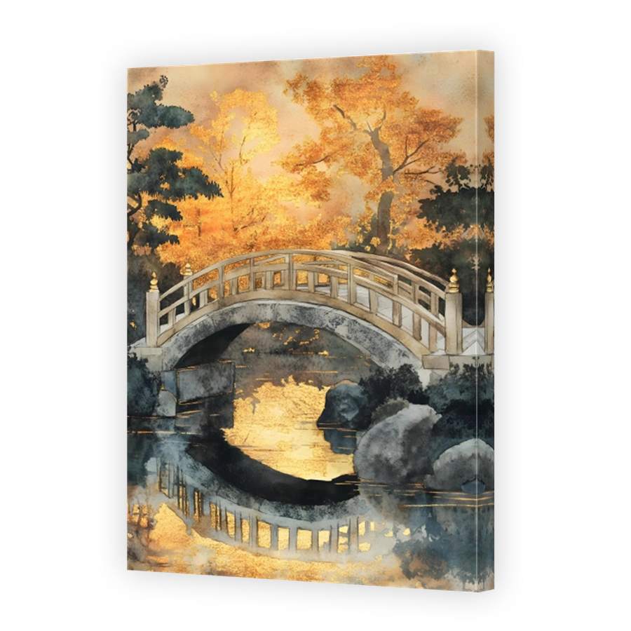 Golden Japanese Garden Bridge