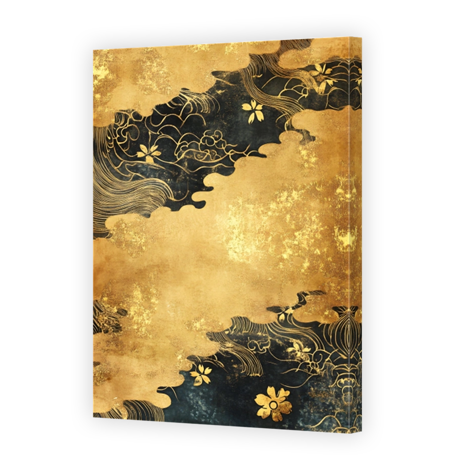 Elegant Japanese Clouds and Waves Artwork