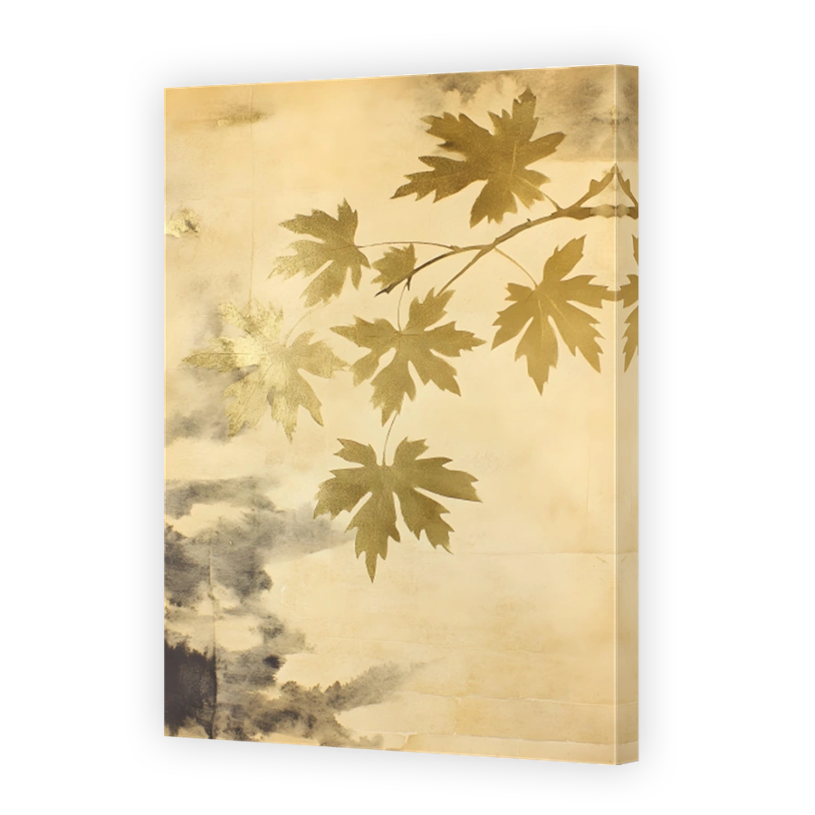 Golden Maple Leaves on Textured Background