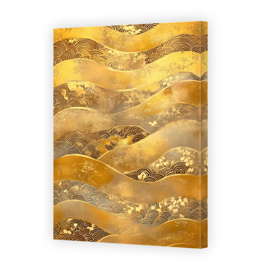 Gold Japanese Waves Artwork