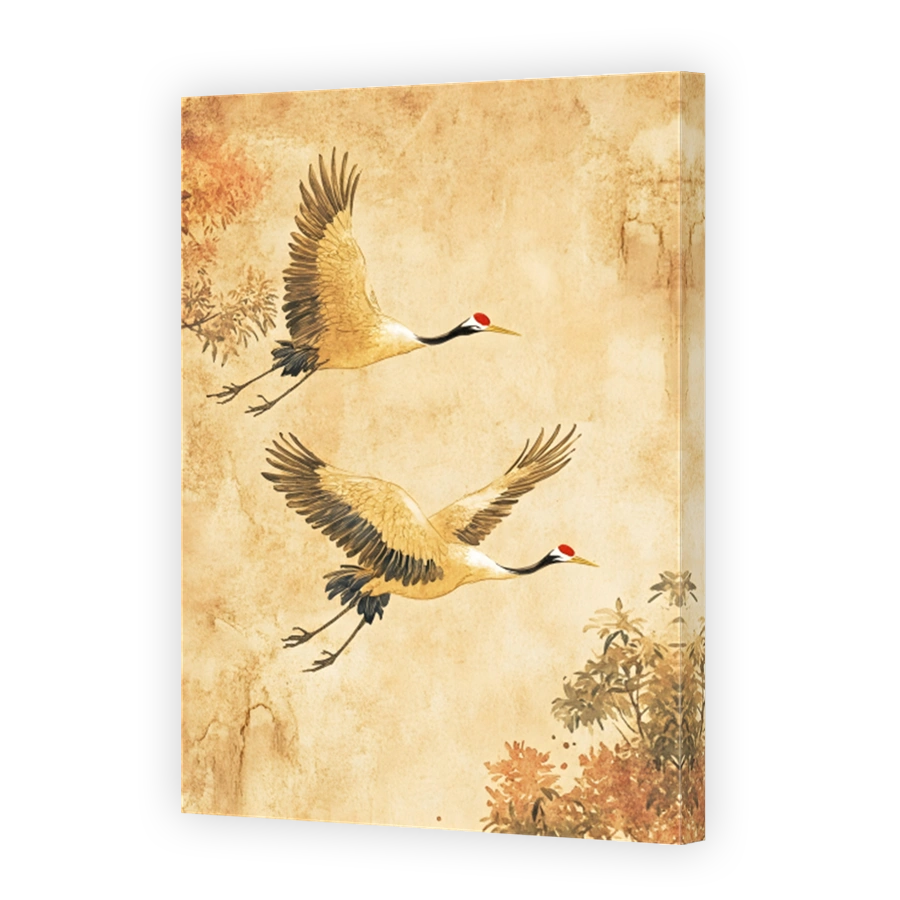 Two Cranes in Flight