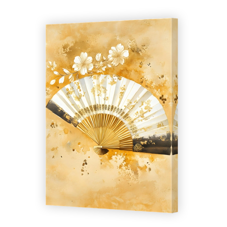Elegant Japanese Fan with Gold Accents