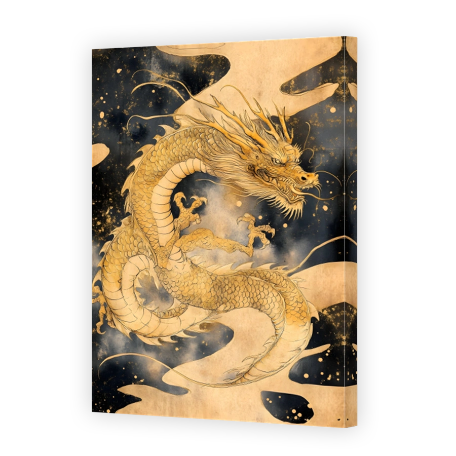 Golden Dragon Ink Painting