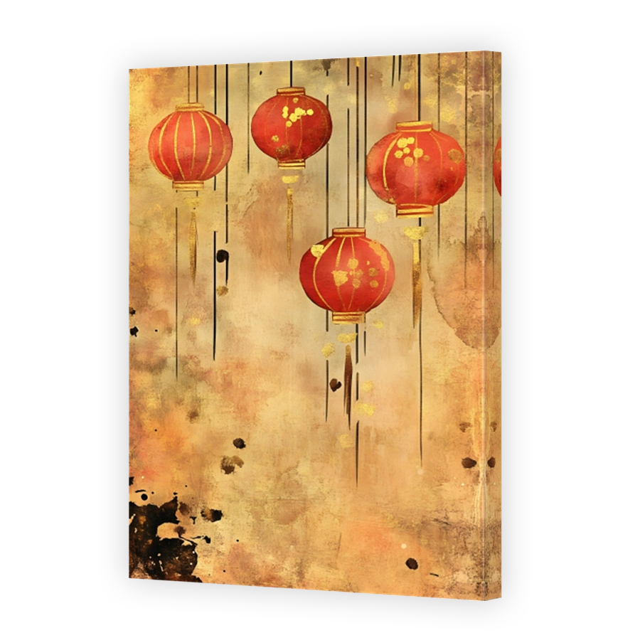 Red Lanterns on Textured Background