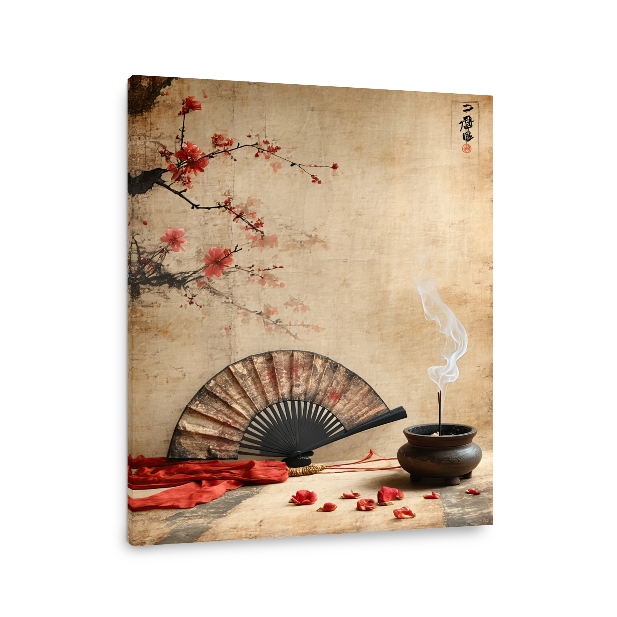 Tranquil Japanese Still Life with Cherry Blossoms