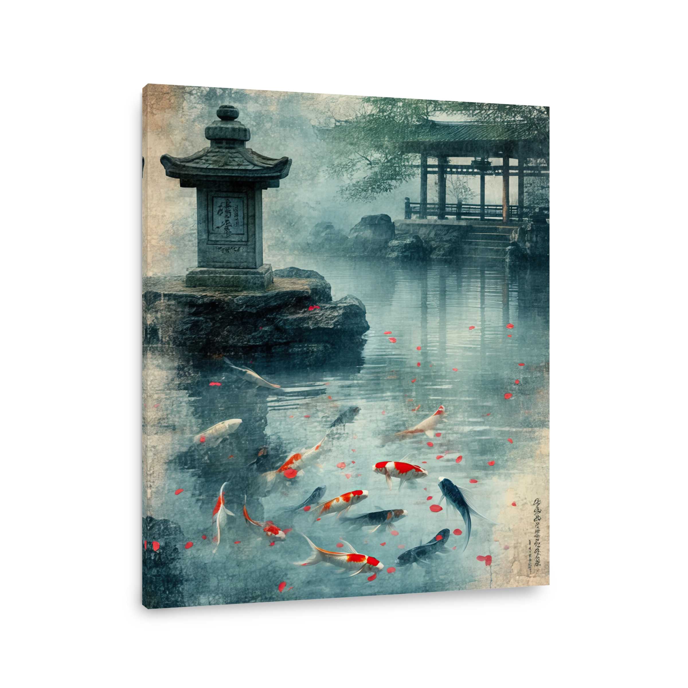 Tranquil Koi Pond with Japanese Lantern