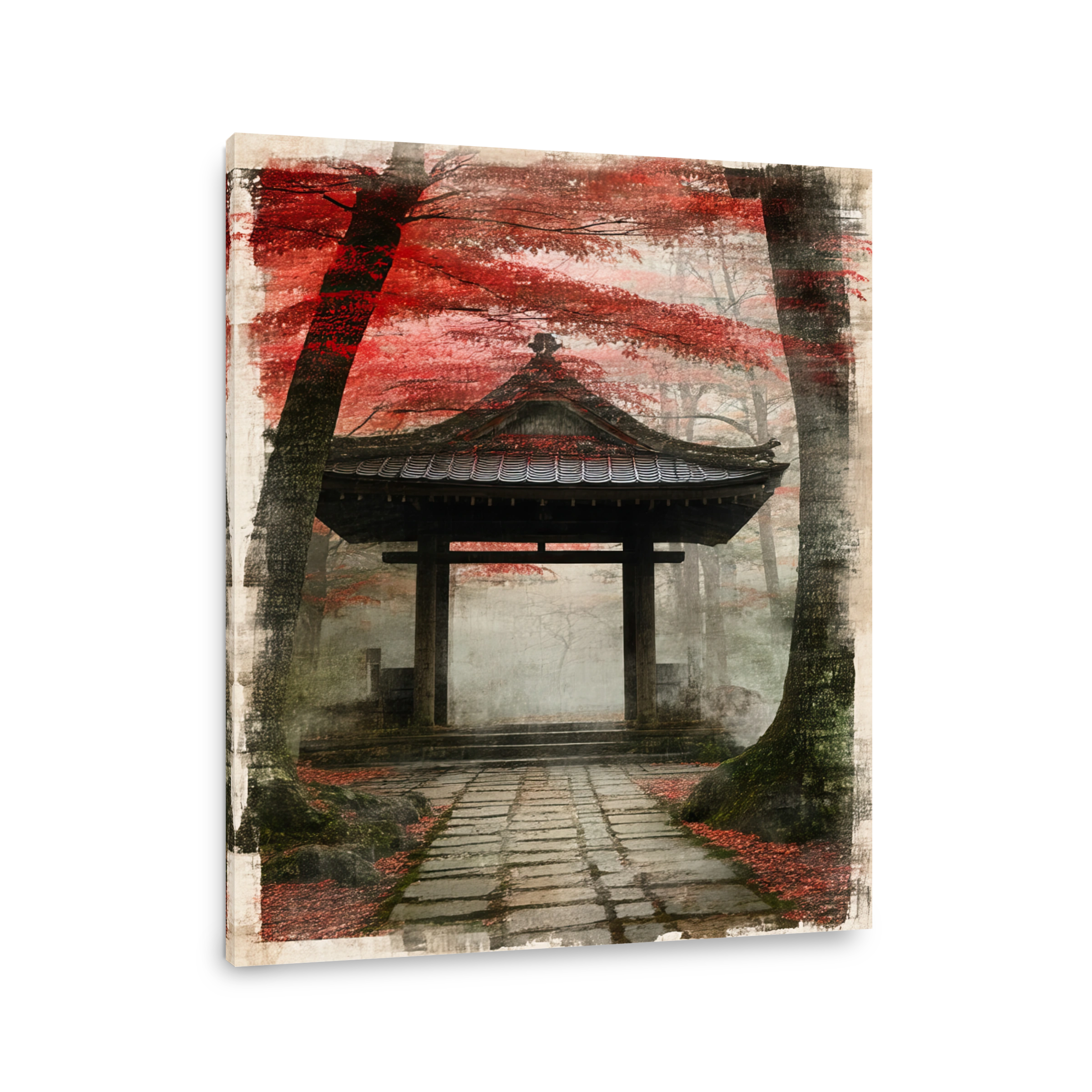 Serene Japanese Temple Gate in Autumn