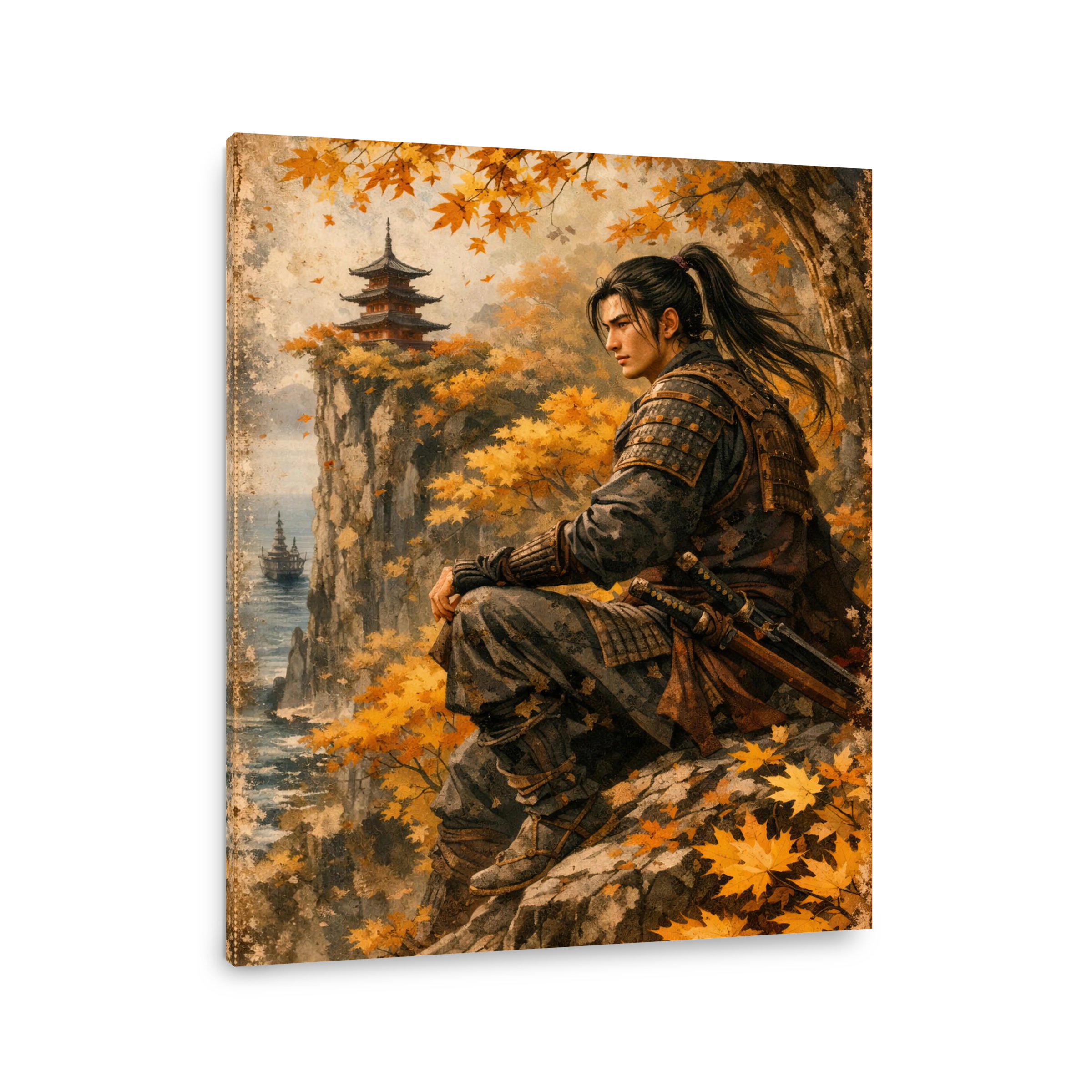 Samurai Overlooking Autumn Scenery