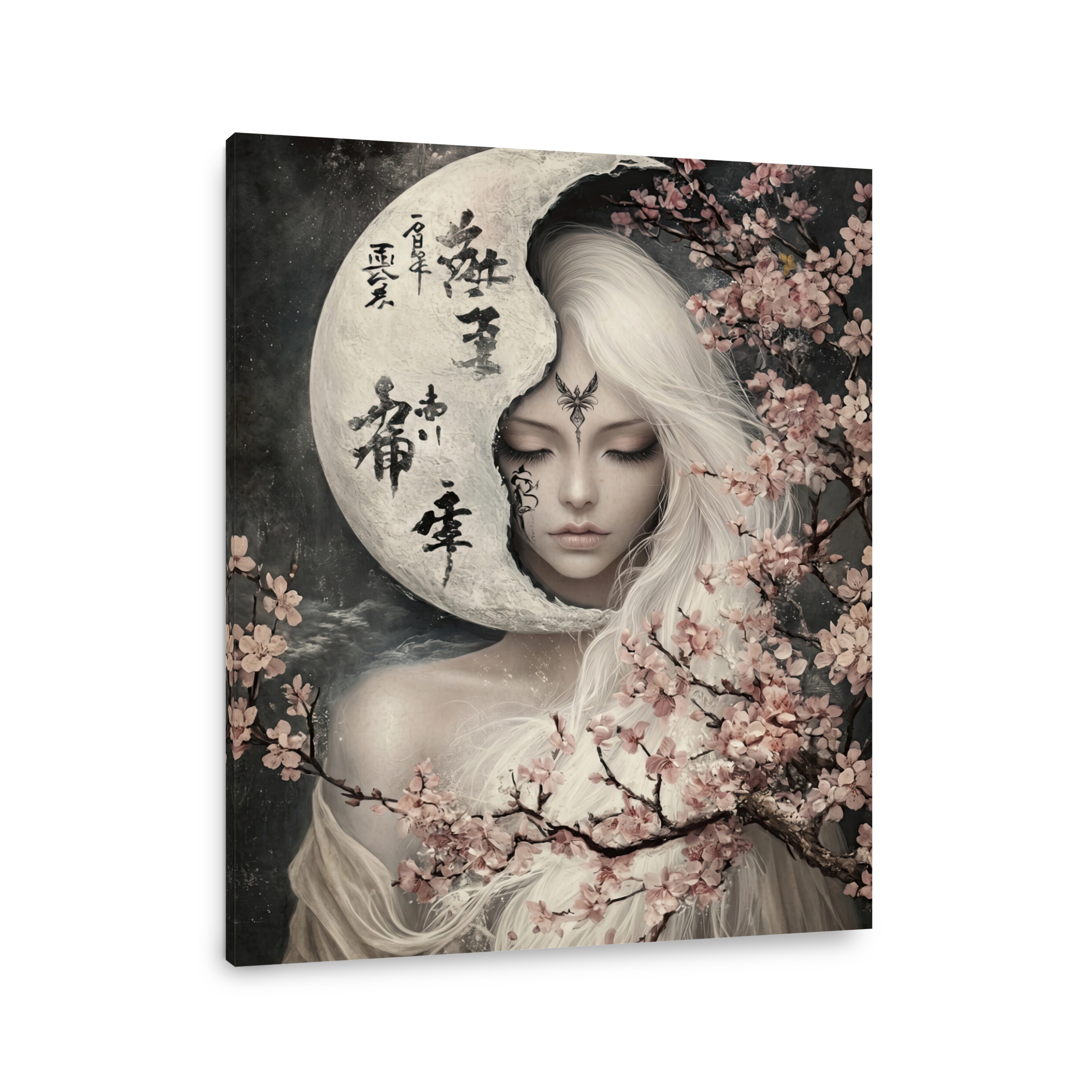 Ethereal Woman Moon Cherry Blossoms