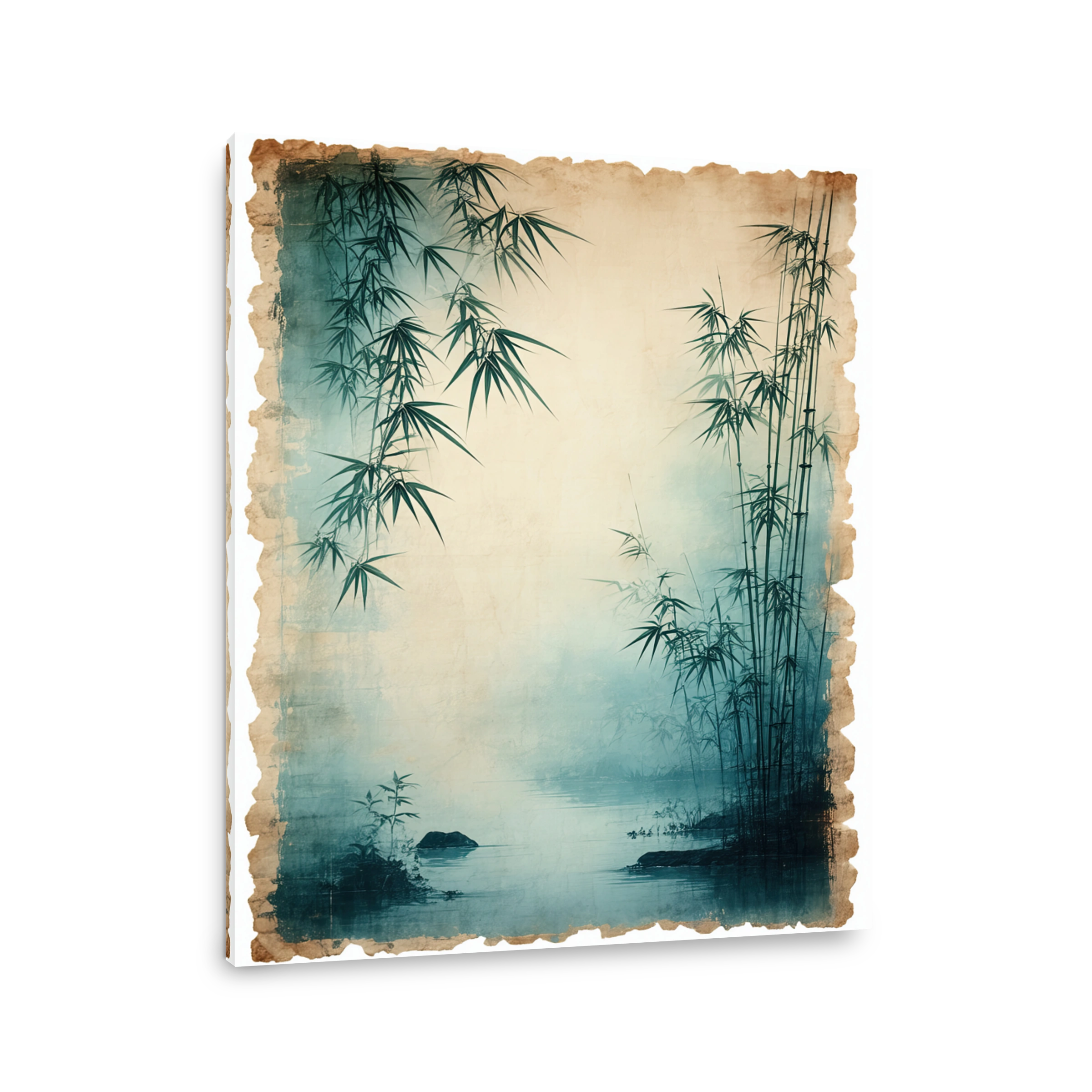 Serene Bamboo Water Landscape Art