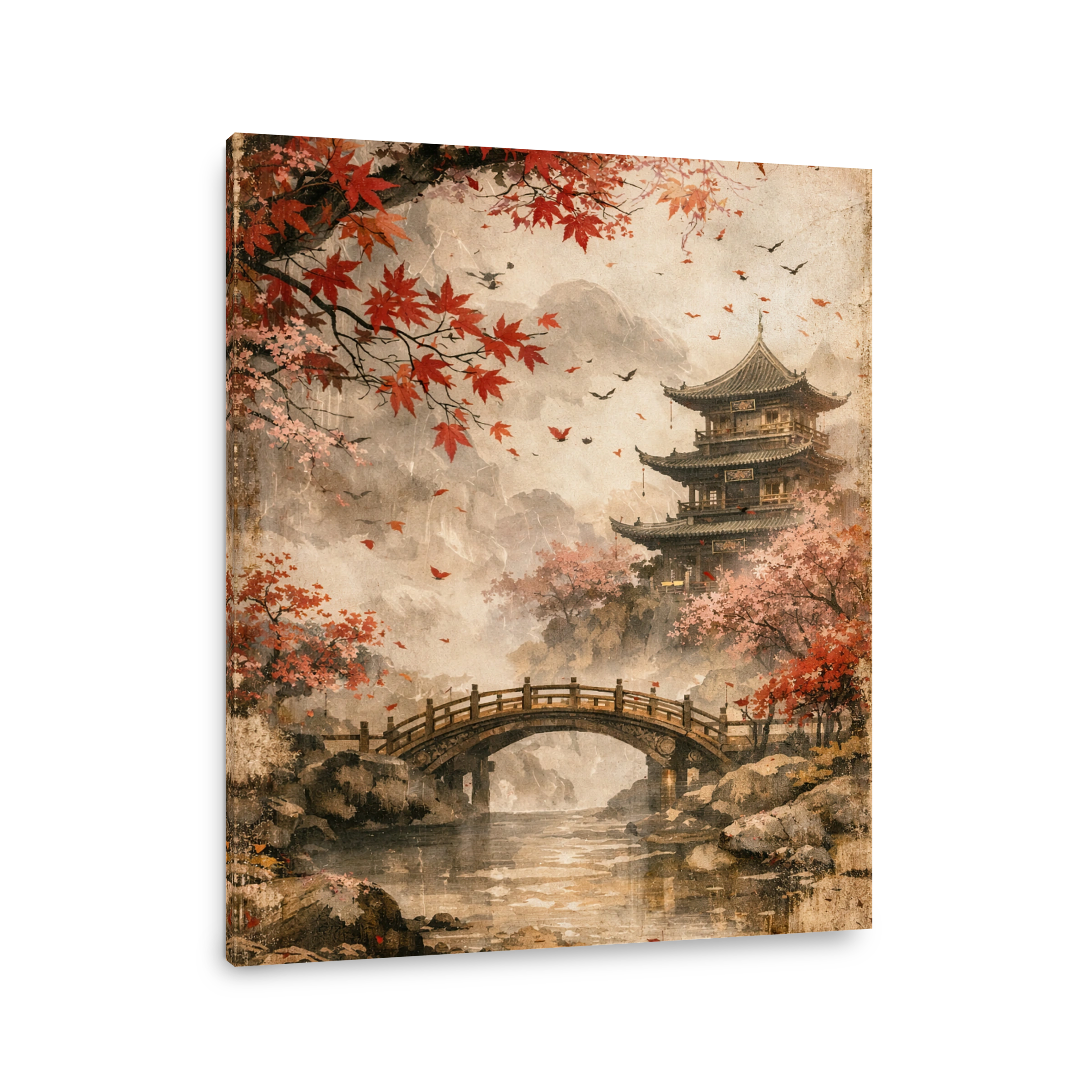 Serene Japanese Pagoda and Bridge