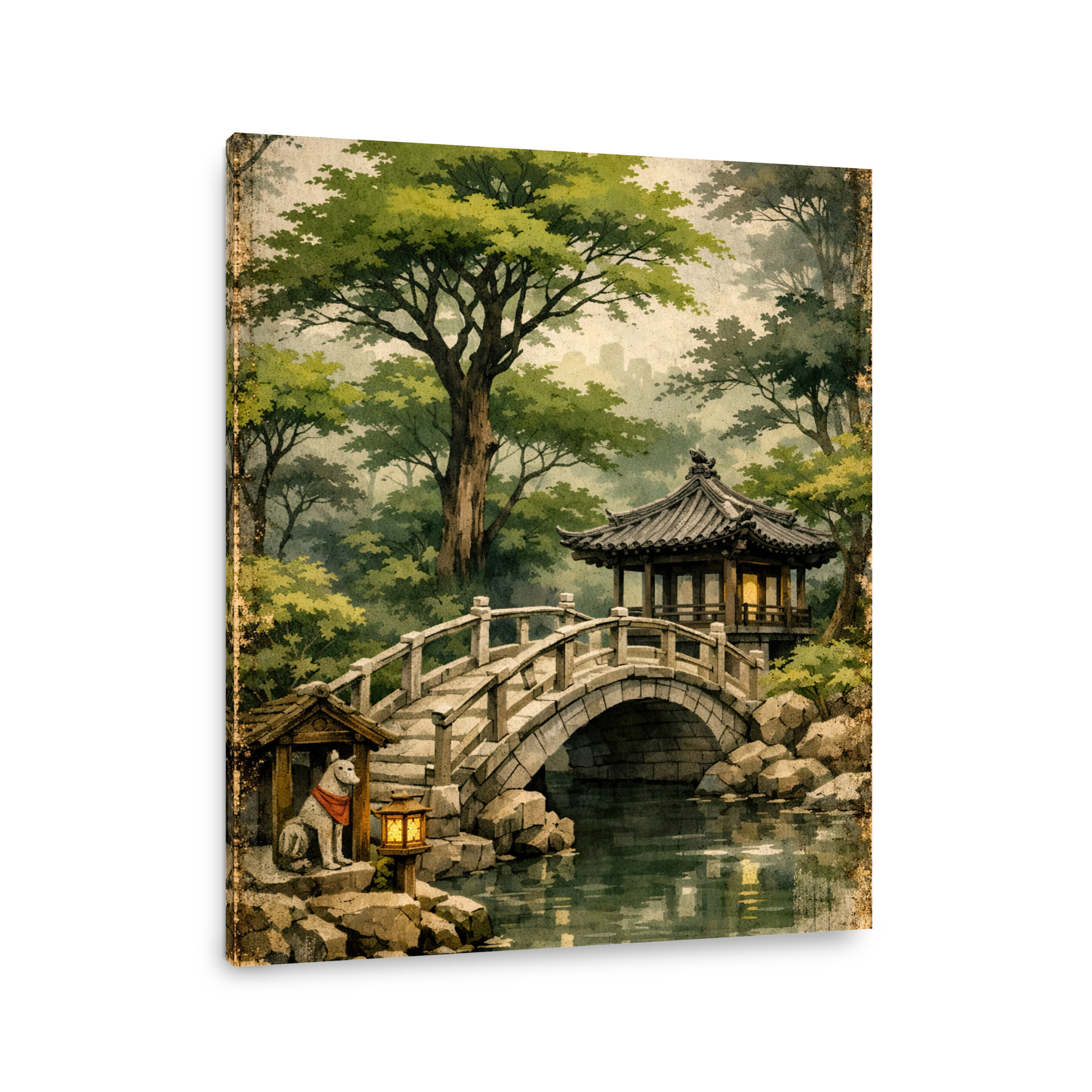 Tranquil Japanese Garden Bridge Scene